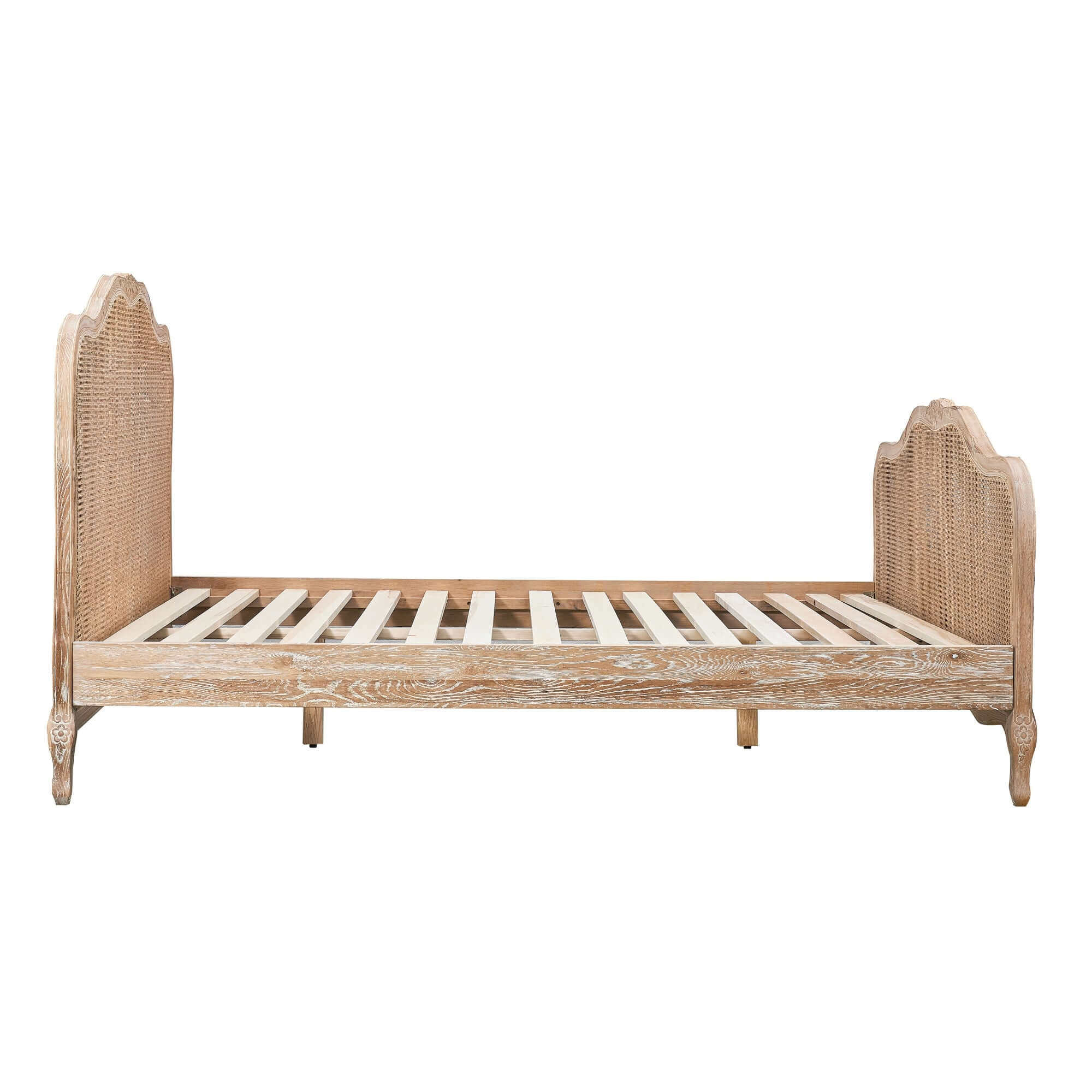 French-Style Bali King Bed - Rattan & Oak Timber-Upinteriors