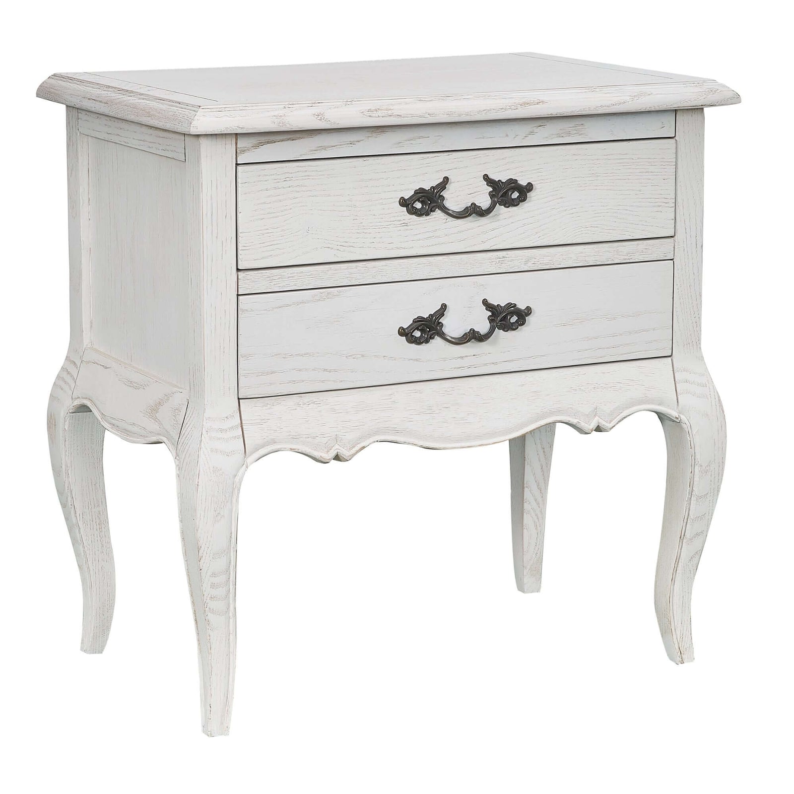 Alice Bedside Table 2 Drawers Storage Cabinet Side End Tables Distressed White-Upinteriors