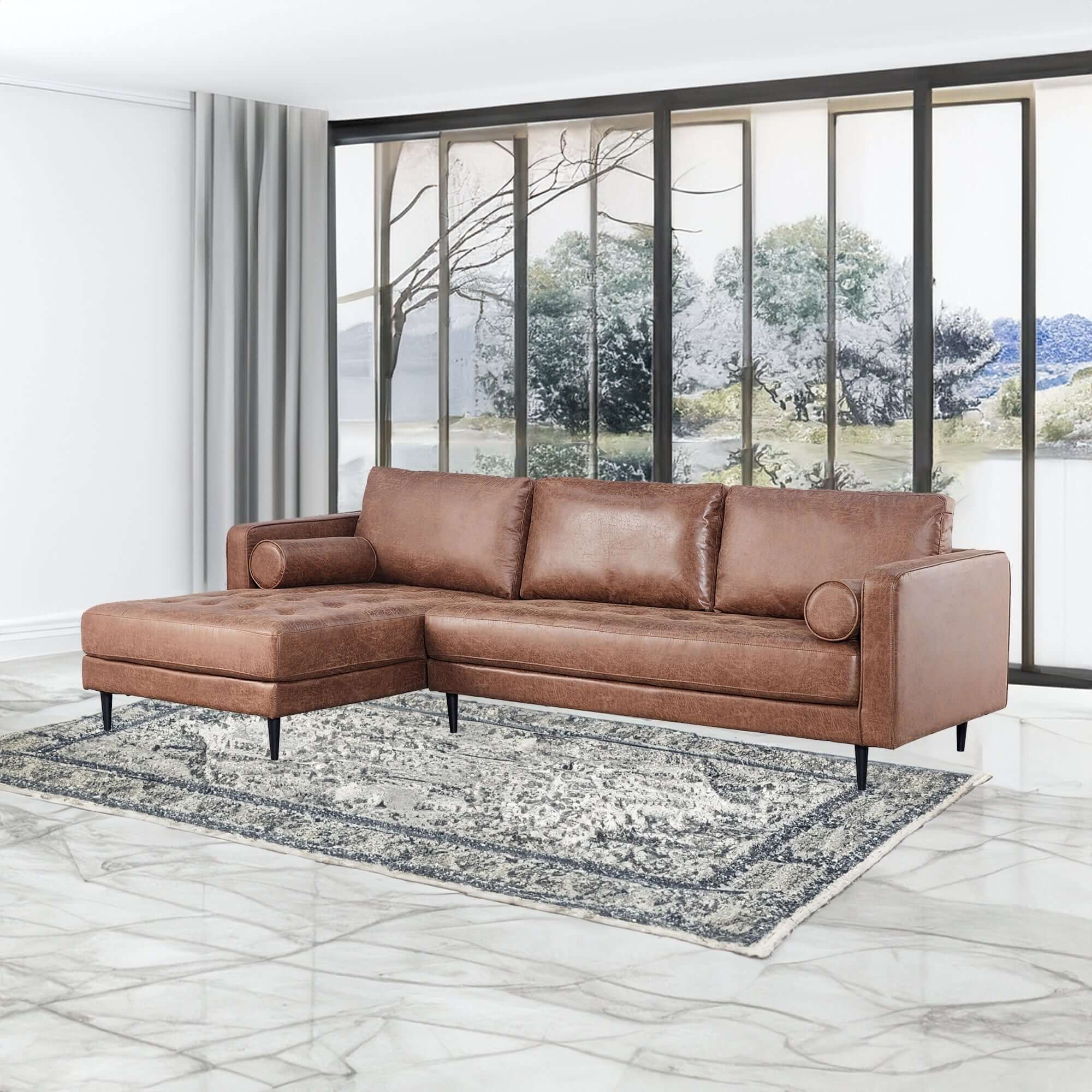 Chelsea 2-Seater Sofa with LHF Chaise - Dark Brown-Upinteriors