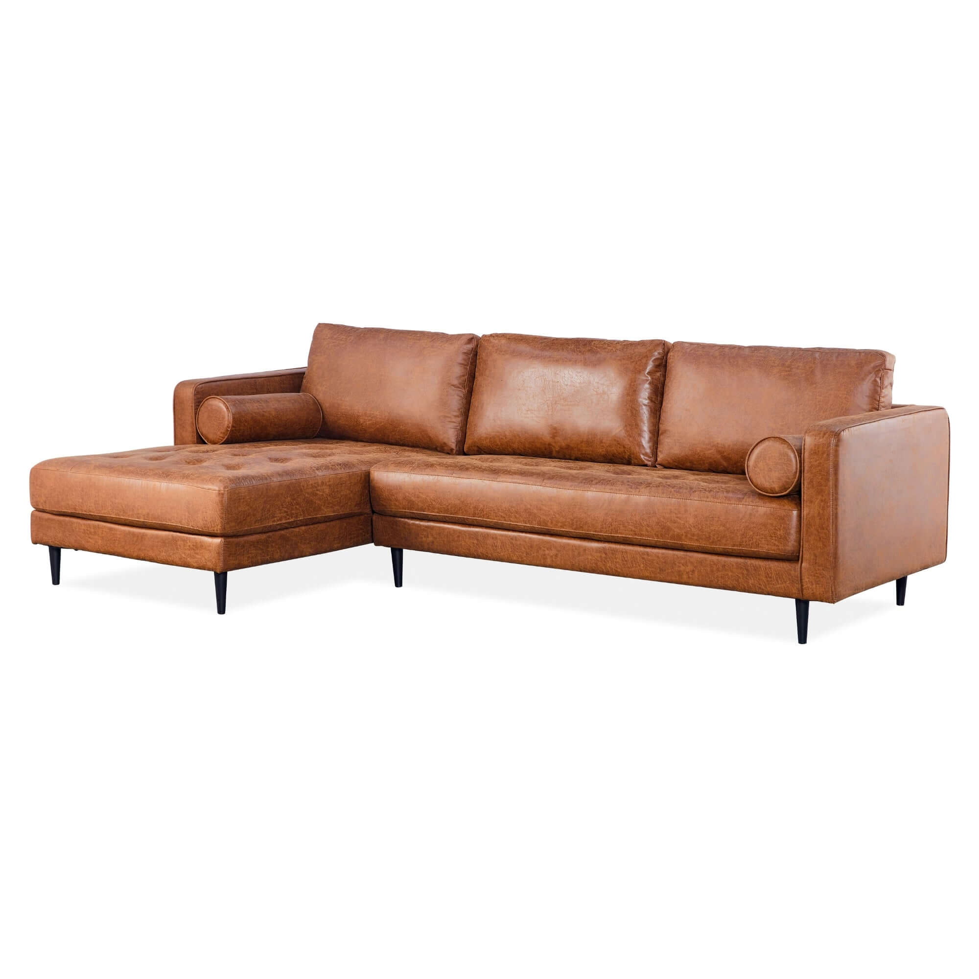 Chelsea 2 Seater Sofa with LHF Chaise - Light Brown-Upinteriors