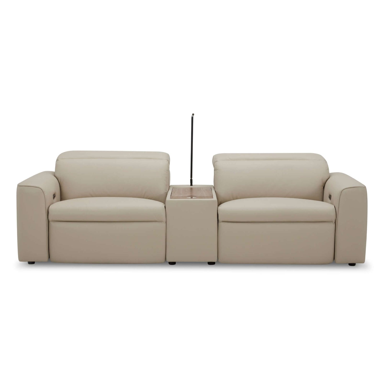 Hallie 2 Seater Genuine Leather Sofa Lounge Electric Powered Recliner Beige-Upinteriors