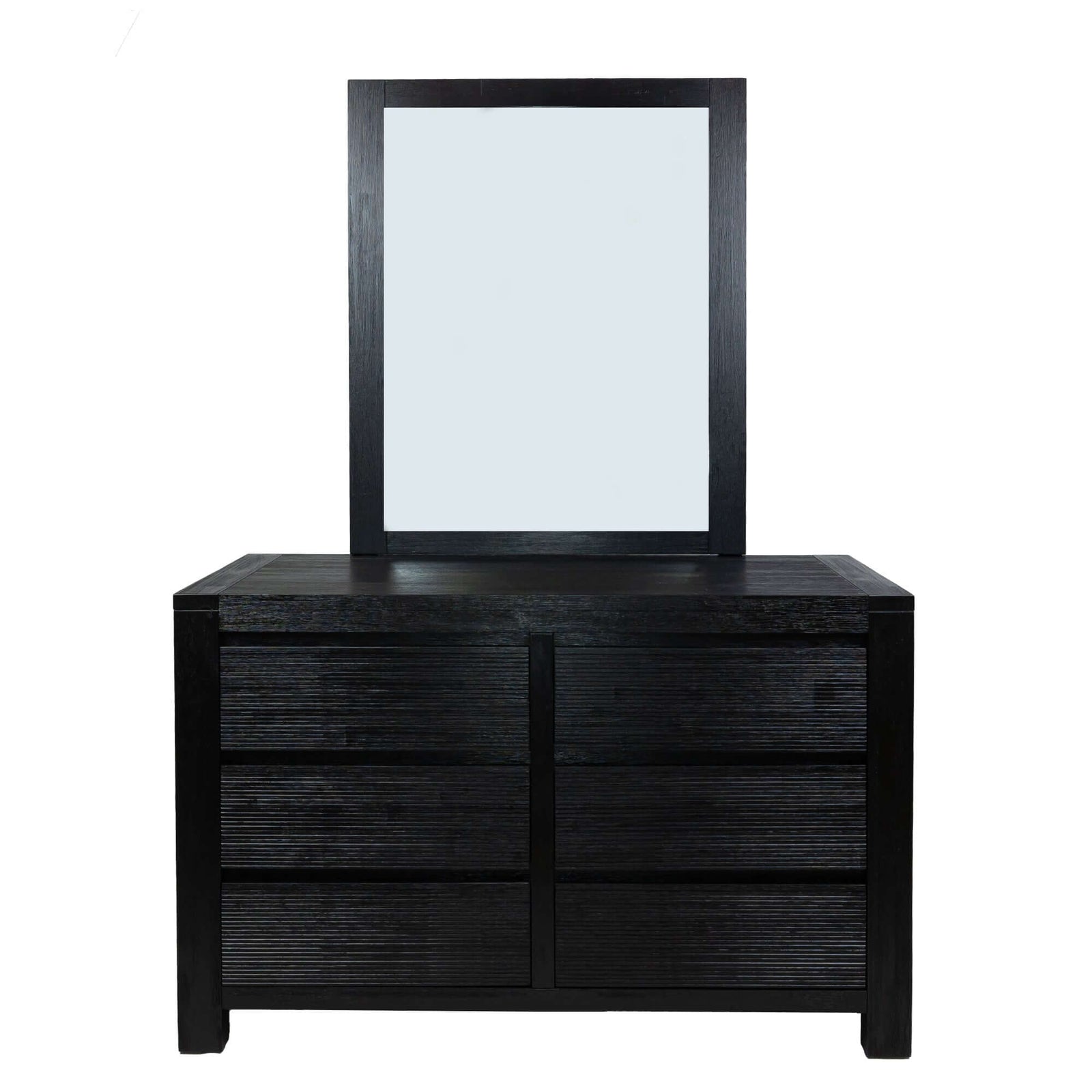 Tofino Dresser Mirror 6 Chest of Drawers Bedroom Storage Cabinet - Black-Upinteriors