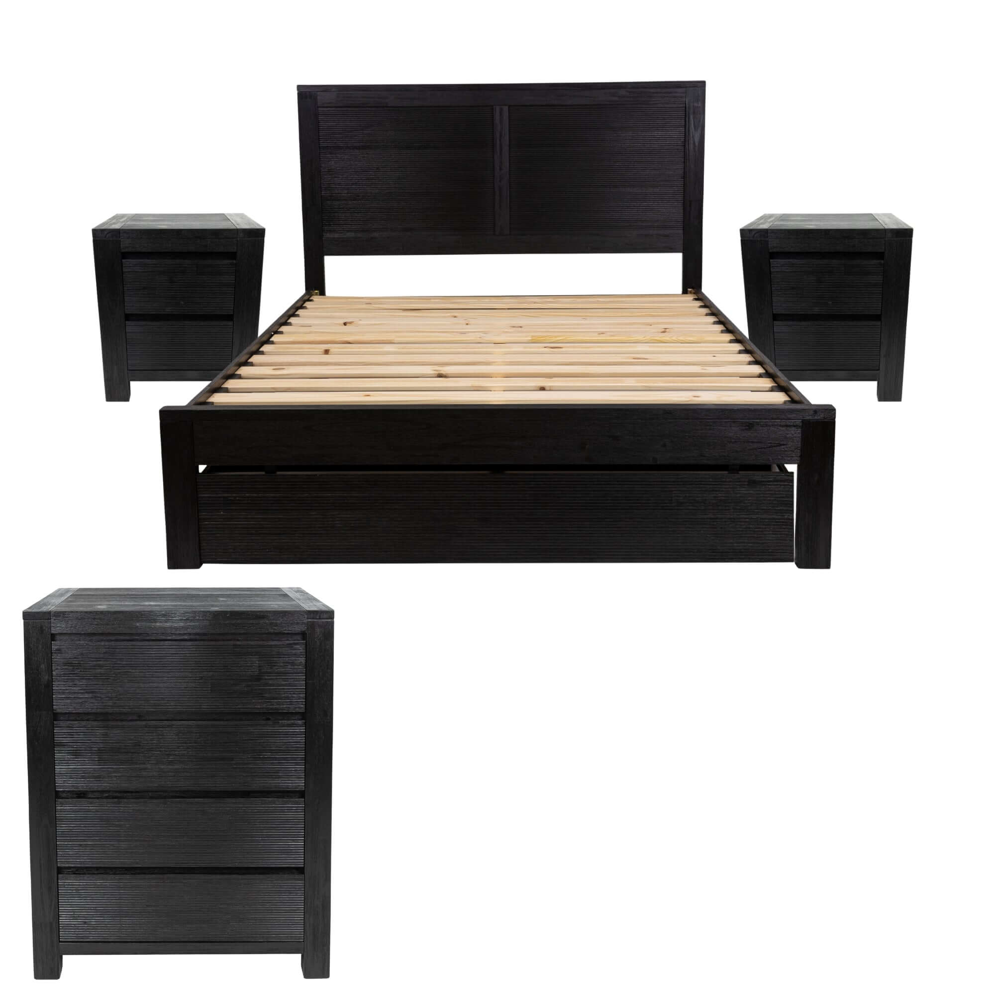 Tofino Queen Bed Suite - Black | Bedroom Furniture-Upinteriors