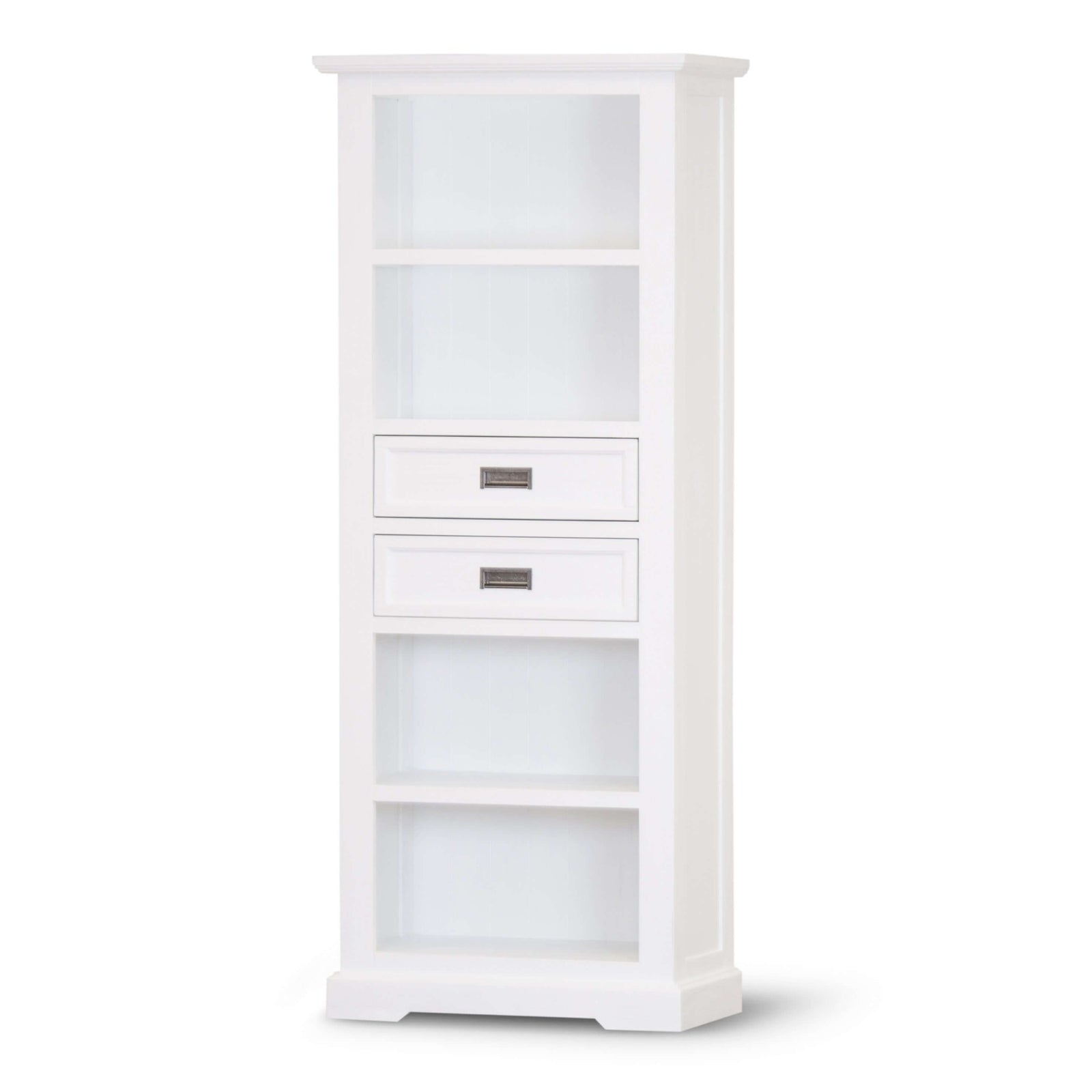 Laelia Bookshelf Bookcase 4 Tier Solid Acacia Wood Coastal Furniture - White-Upinteriors