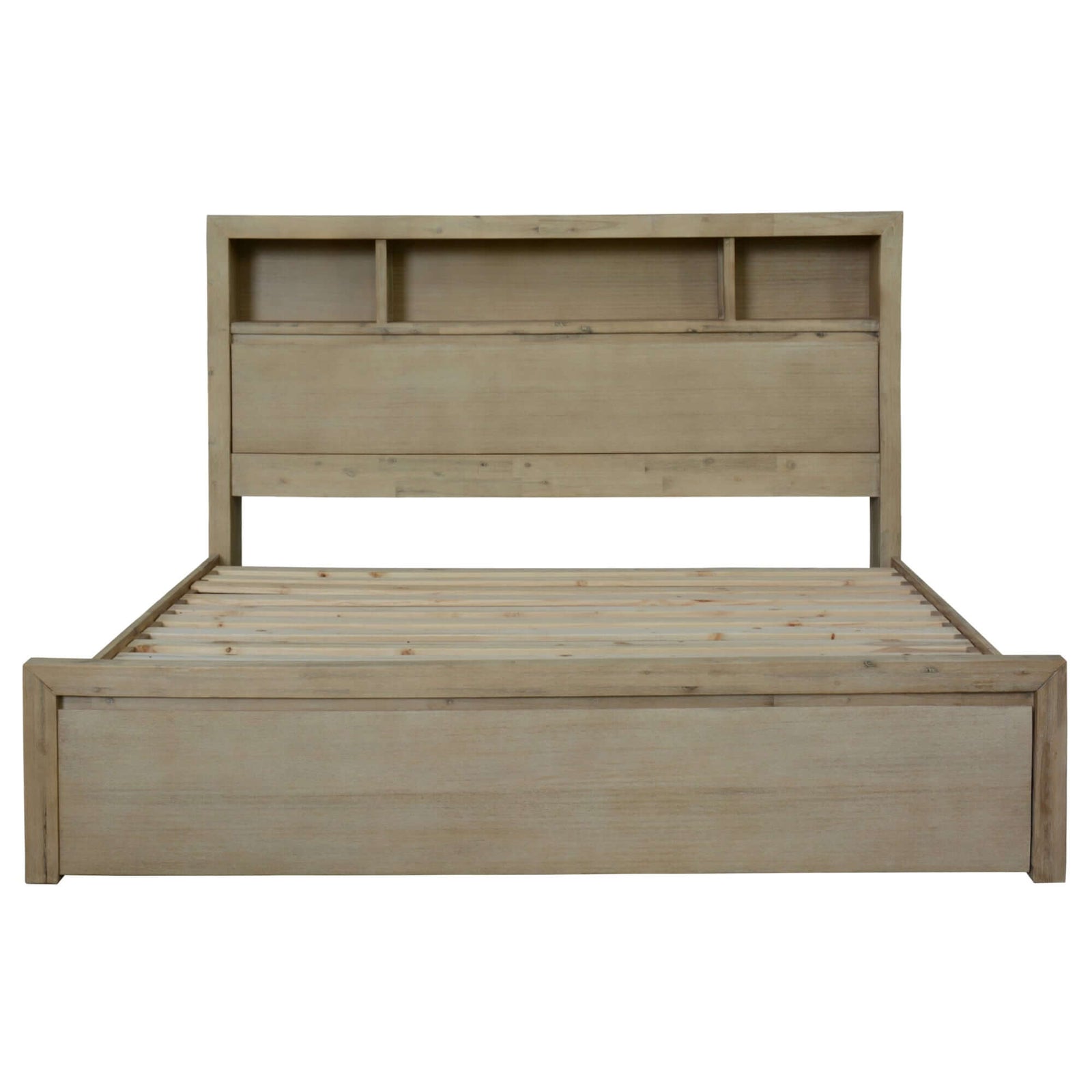 Brunet Bed Frame King Size Timber Mattress Base With Storage Drawers Brush Smoke-Upinteriors