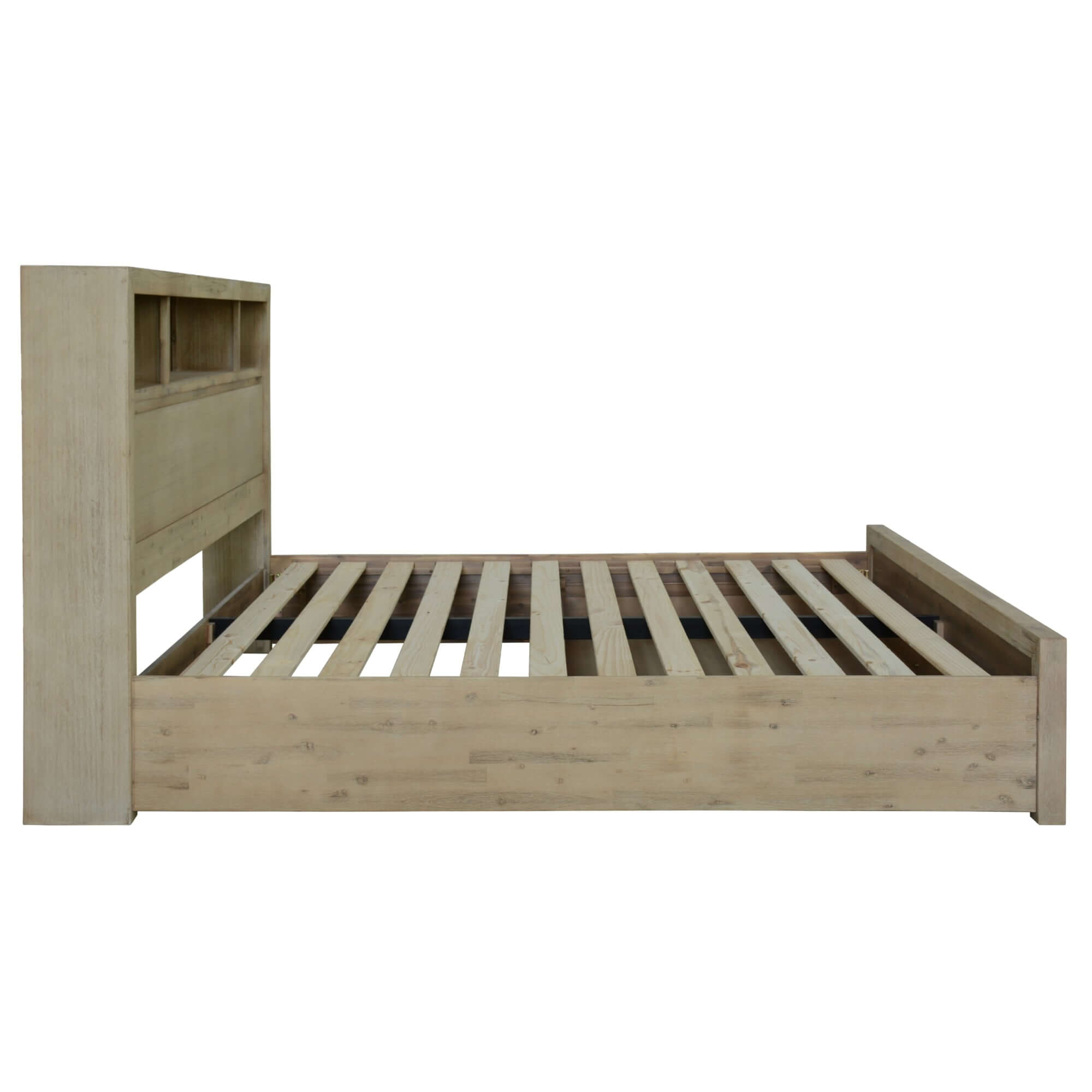 King Size Brunet Bed Frame with Storage - Brush Smoke-Upinteriors
