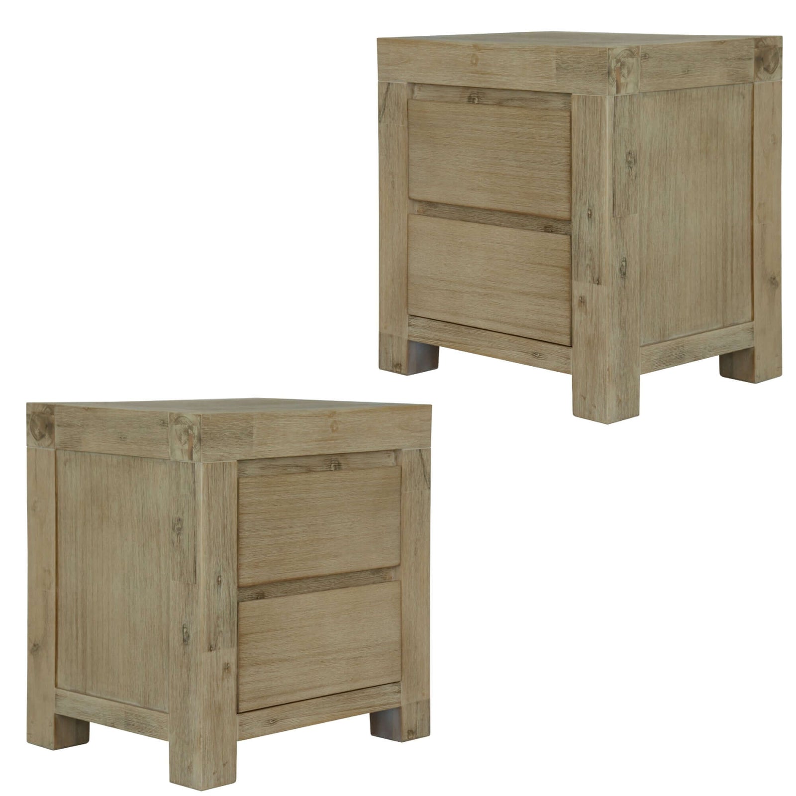 Brunet Set of 2 Bedside Tables 2 Drawers Cabinet Nightstand Table Brush Smoke-Upinteriors