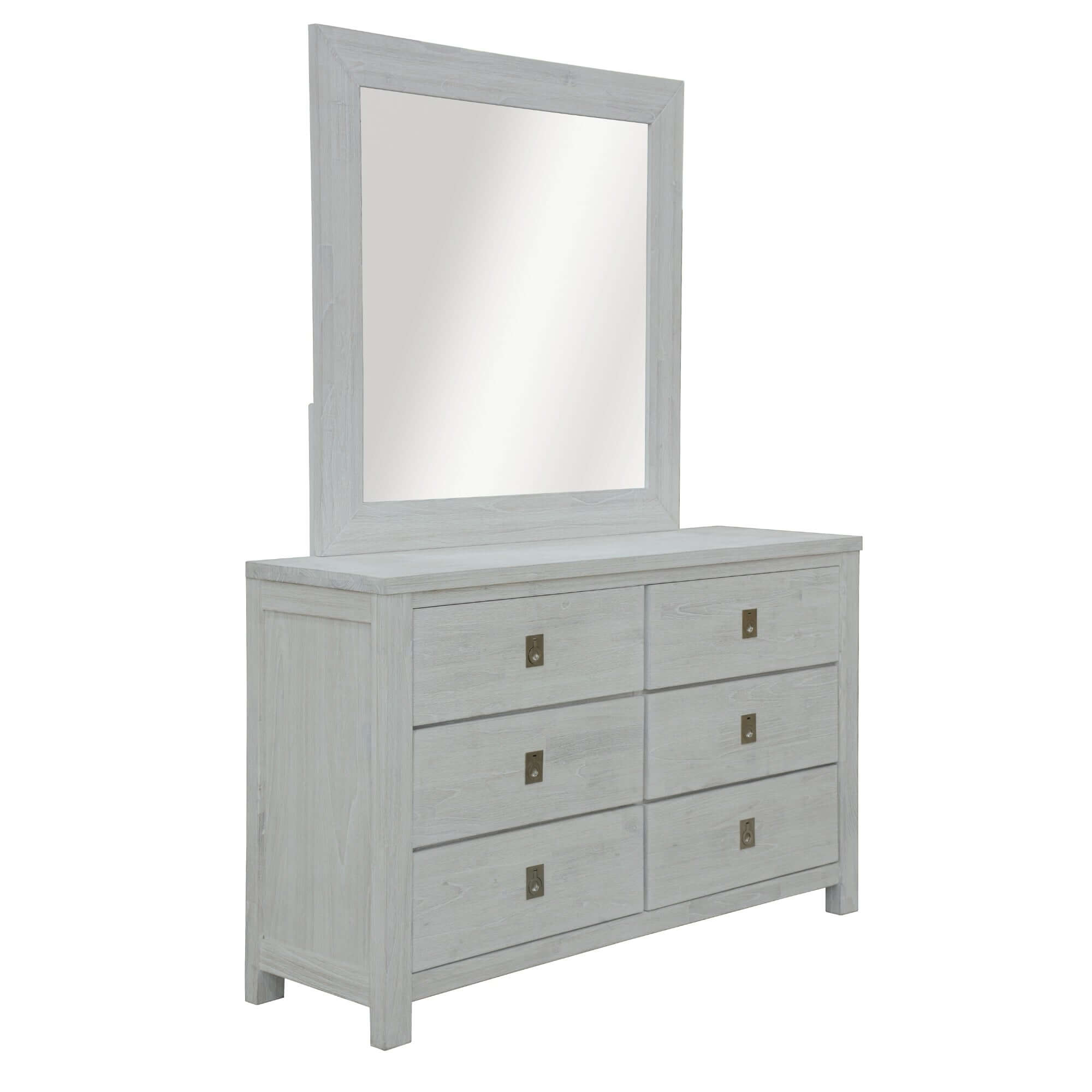 Myer 4pc White Wash Bedroom Set with Mirror-Upinteriors