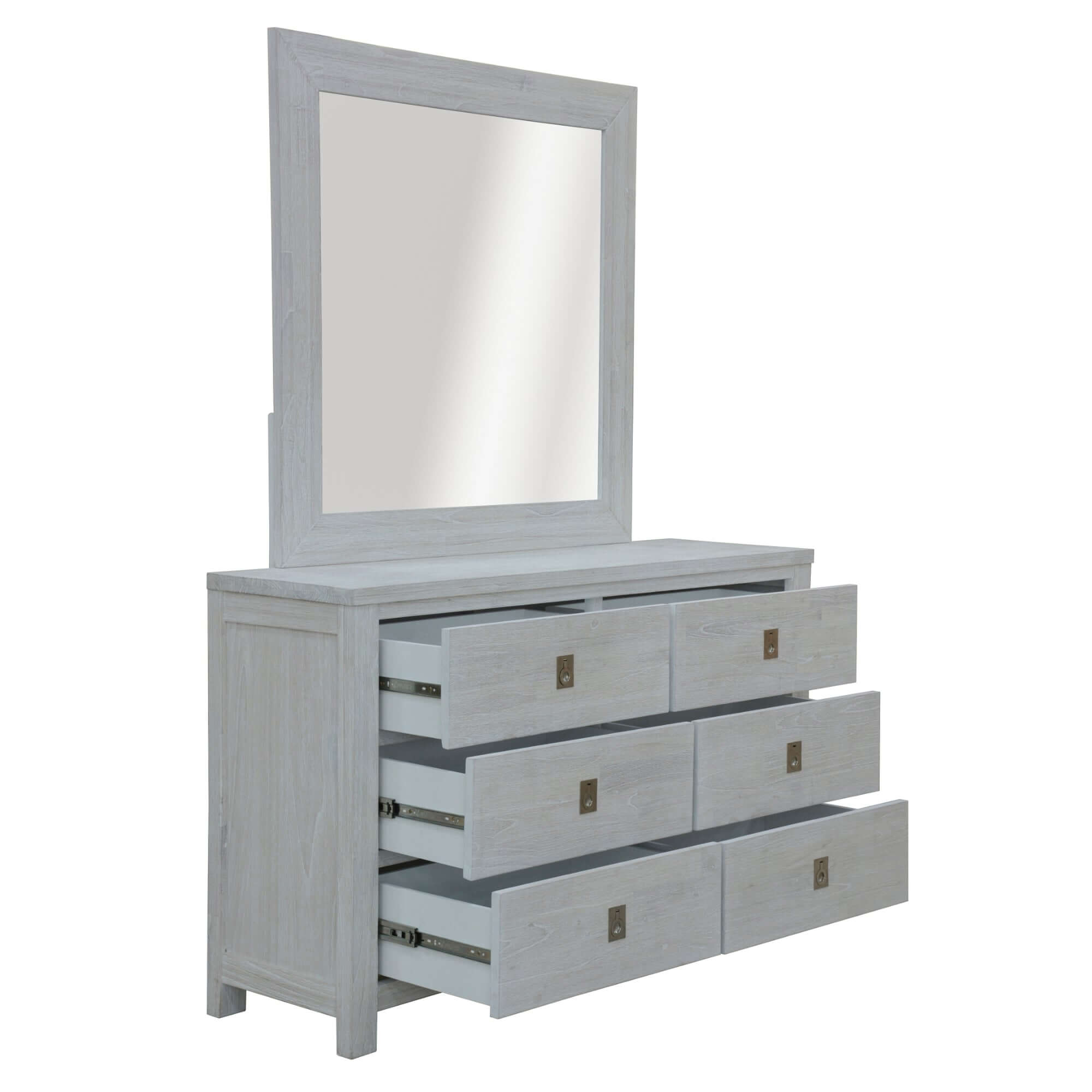 Myer Dresser & Mirror Set - 6 Drawer Coastal Style-Upinteriors