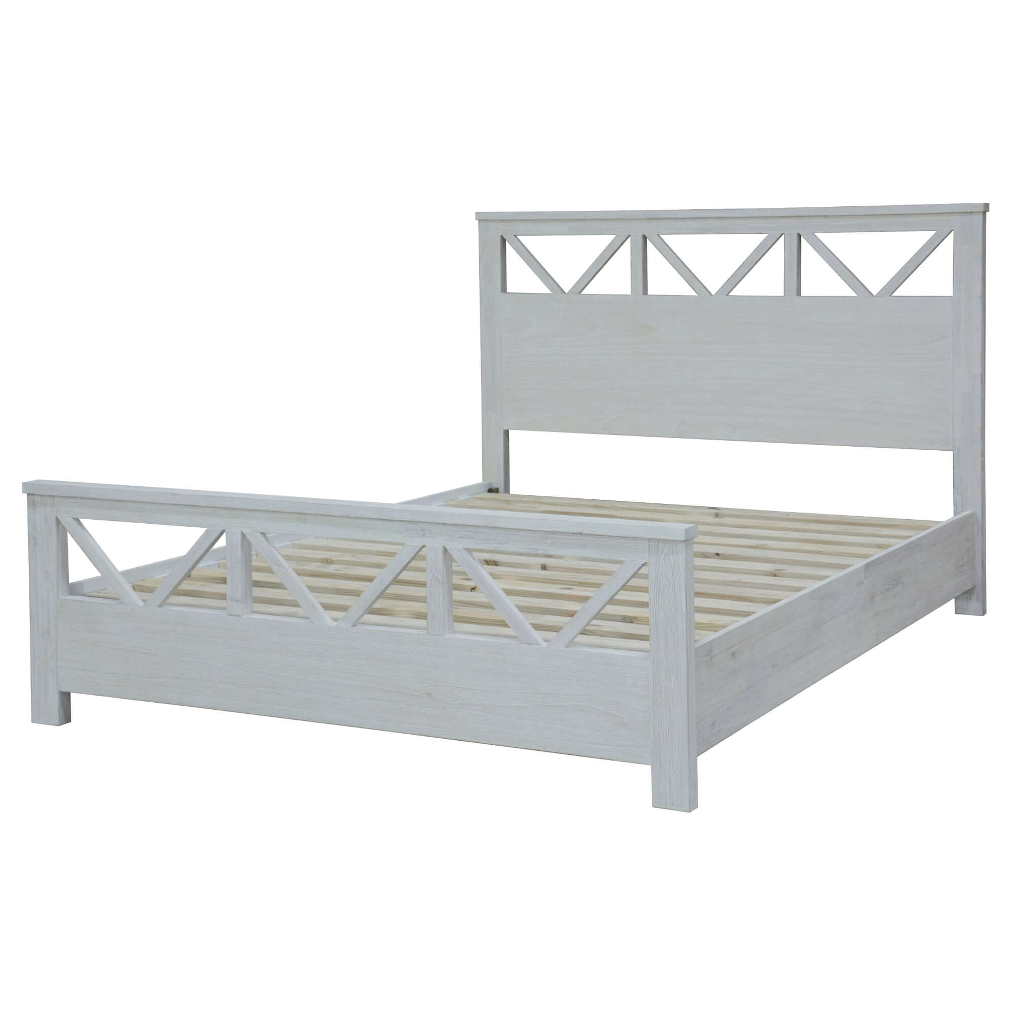 Myer Queen Bed Suite Set in White Wash | 4pc Furniture-Upinteriors