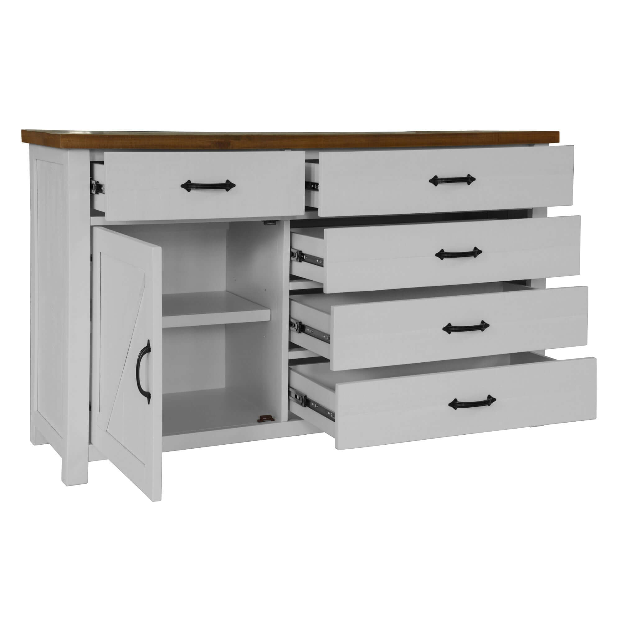 Grandy Dresser 5-Drawer Hampton Style - White/Brown-Upinteriors