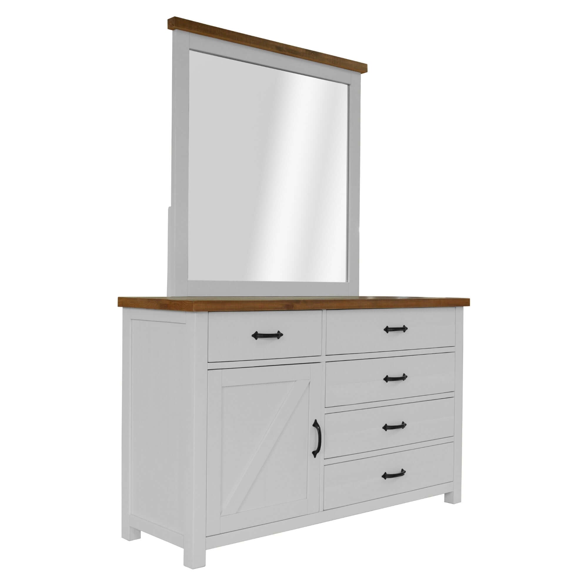 Grandy 5-Drawer Dresser & Mirror Set – Hampton Style-Upinteriors