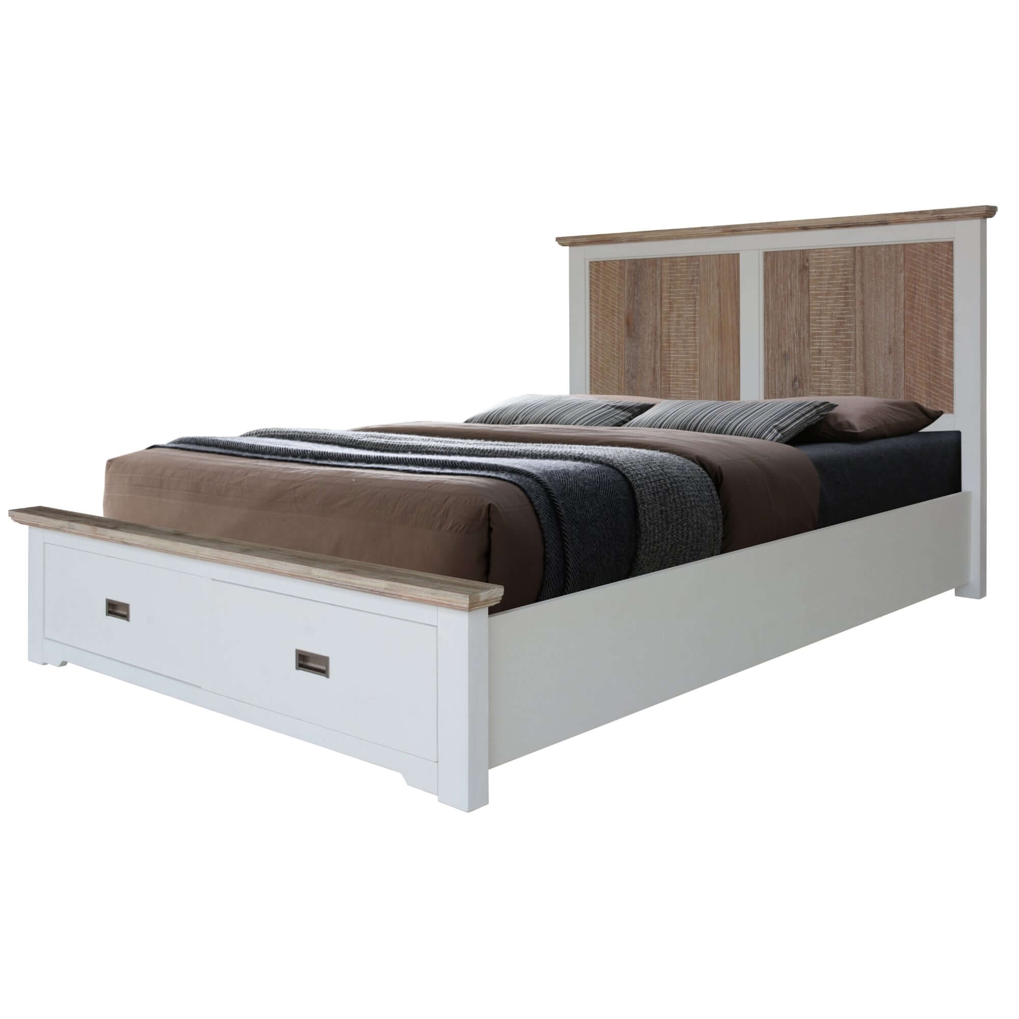 Fiona Queen Bed Frame with Storage - Timber Base-Upinteriors