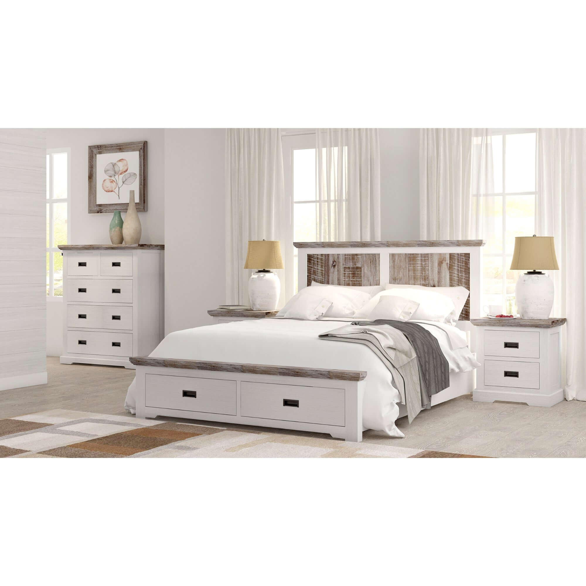 King Size Fiona Bed Frame with Storage Drawers-Upinteriors