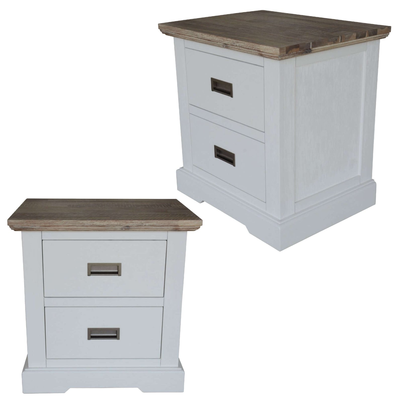 Fiona Set of 2 Bedside Table 2 Drawers Storage Cabinet Nightstand White Grey-Upinteriors