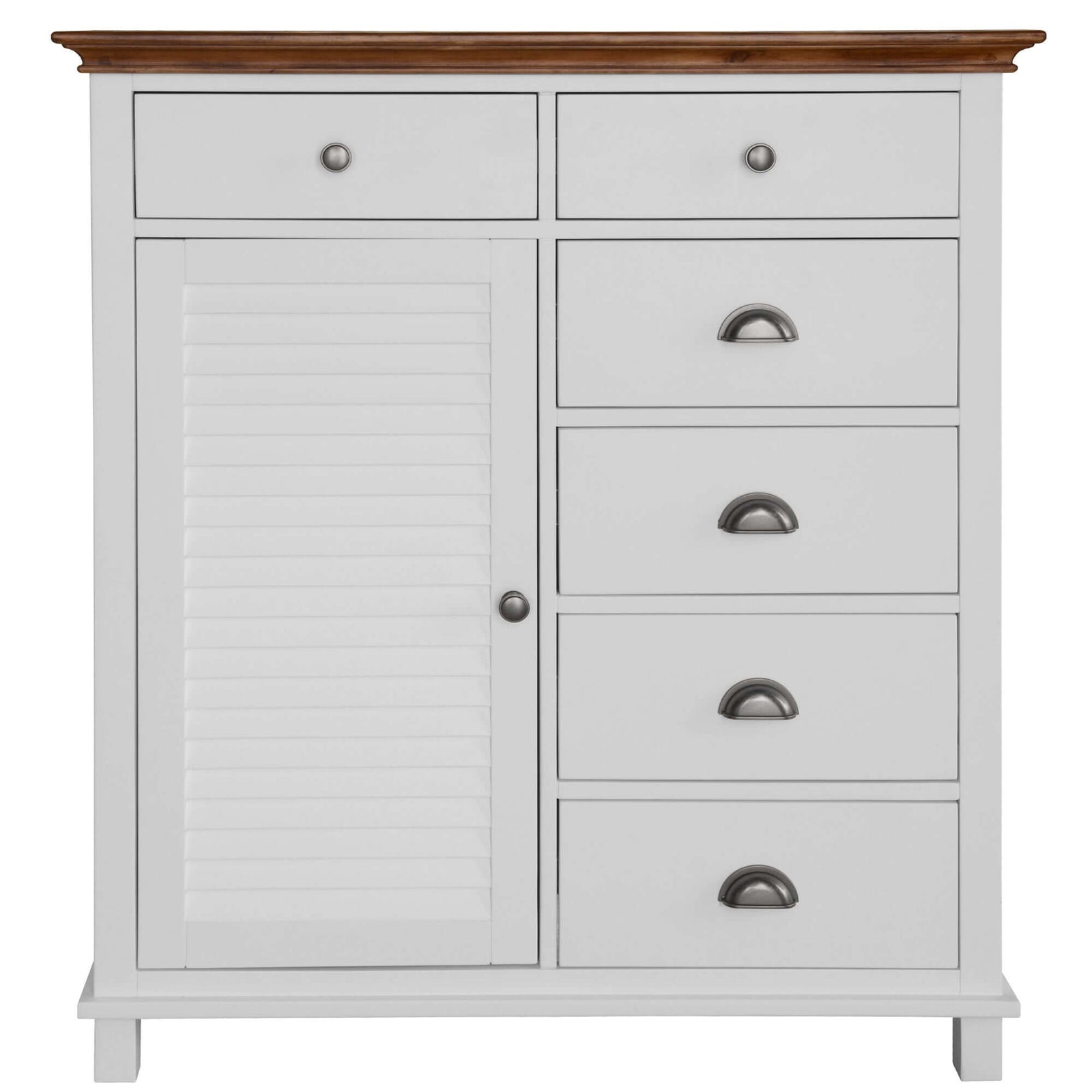 Virginia Tallboy 6 Chest of Drawers Solid Pine Wood Bed Storage Cabinet - White-Upinteriors