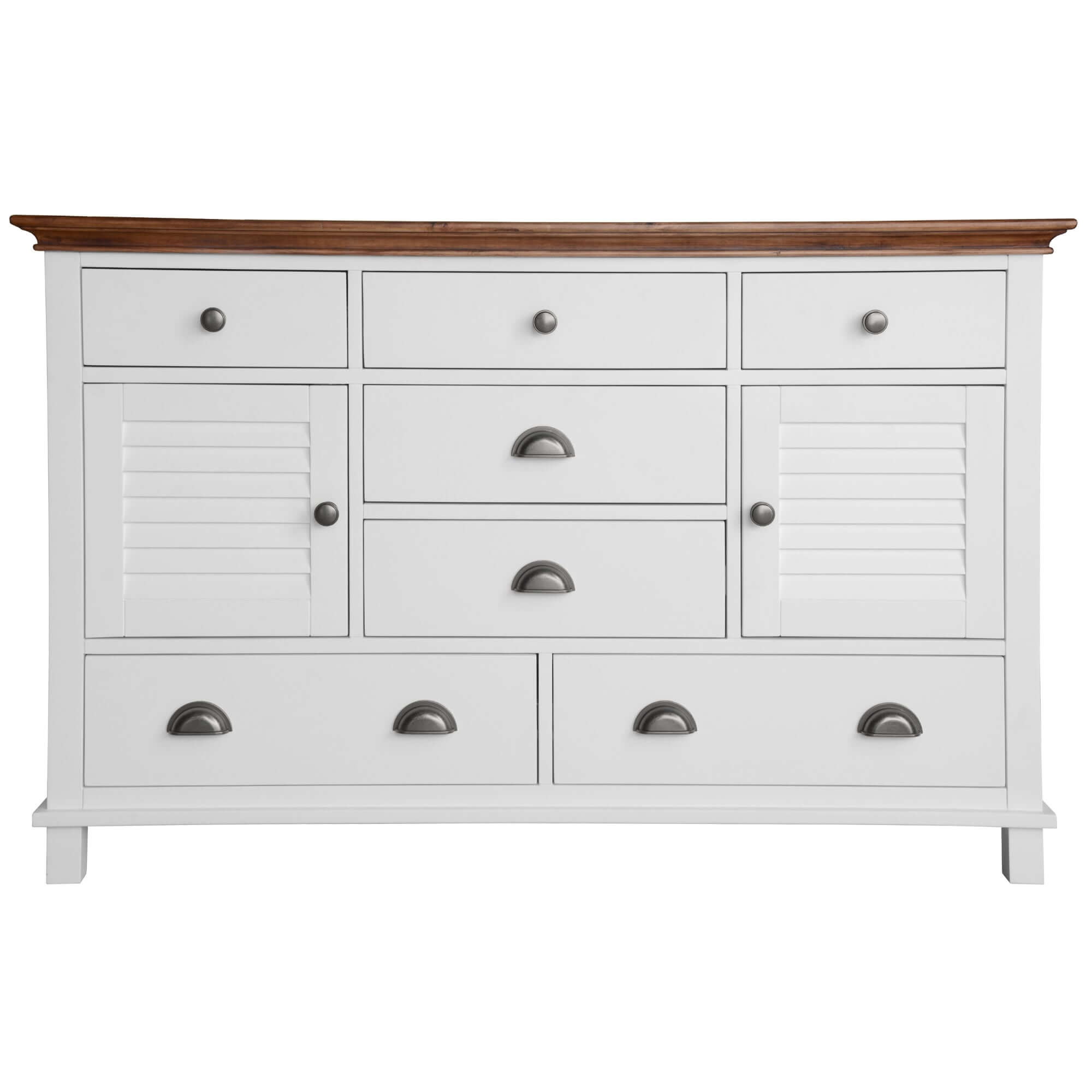 Virginia Dresser 7 Chest of Drawers Solid Wood Tallboy Cabinet - White-Upinteriors