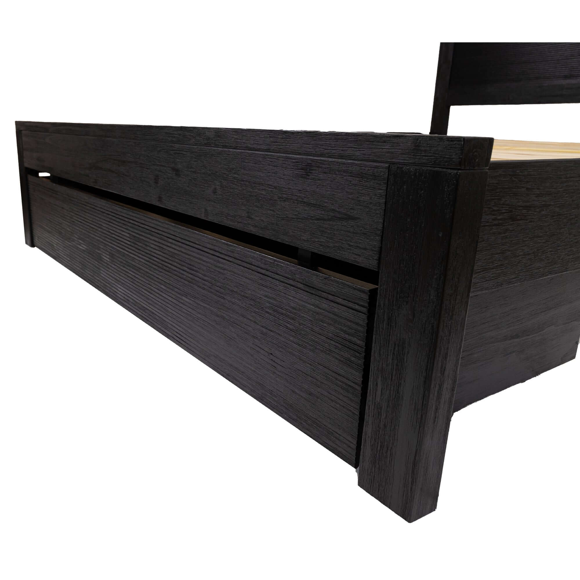 Tofino Bed Frame Queen Size Timber Mattress Base With Storage Drawers - Black-Upinteriors