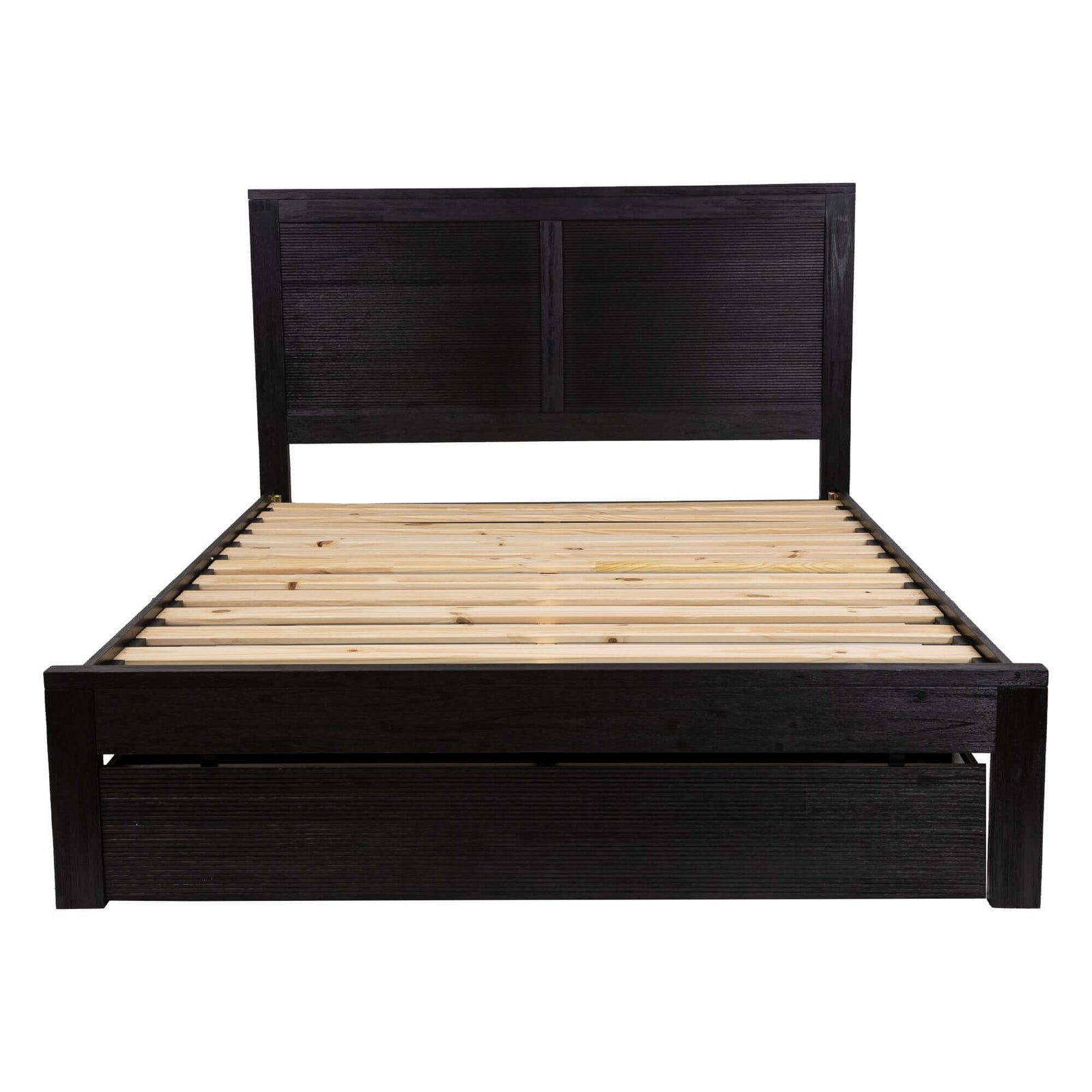 Tofino Bed Frame King Size Timber Mattress Base With Storage Drawers - Black-Upinteriors