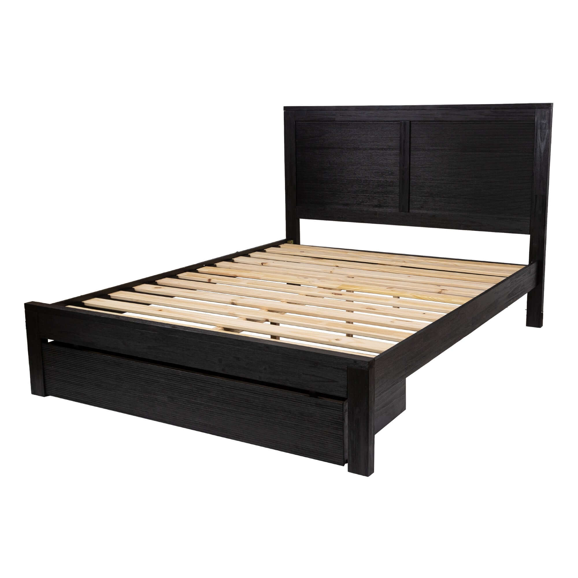 King-Size Tofino Bed Frame with Storage - Black-Upinteriors
