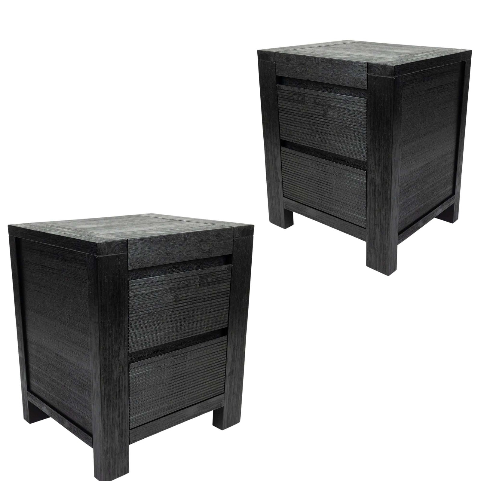 Tofino Black Bedside Tables Set - Elegant 2 Drawer Design-Upinteriors