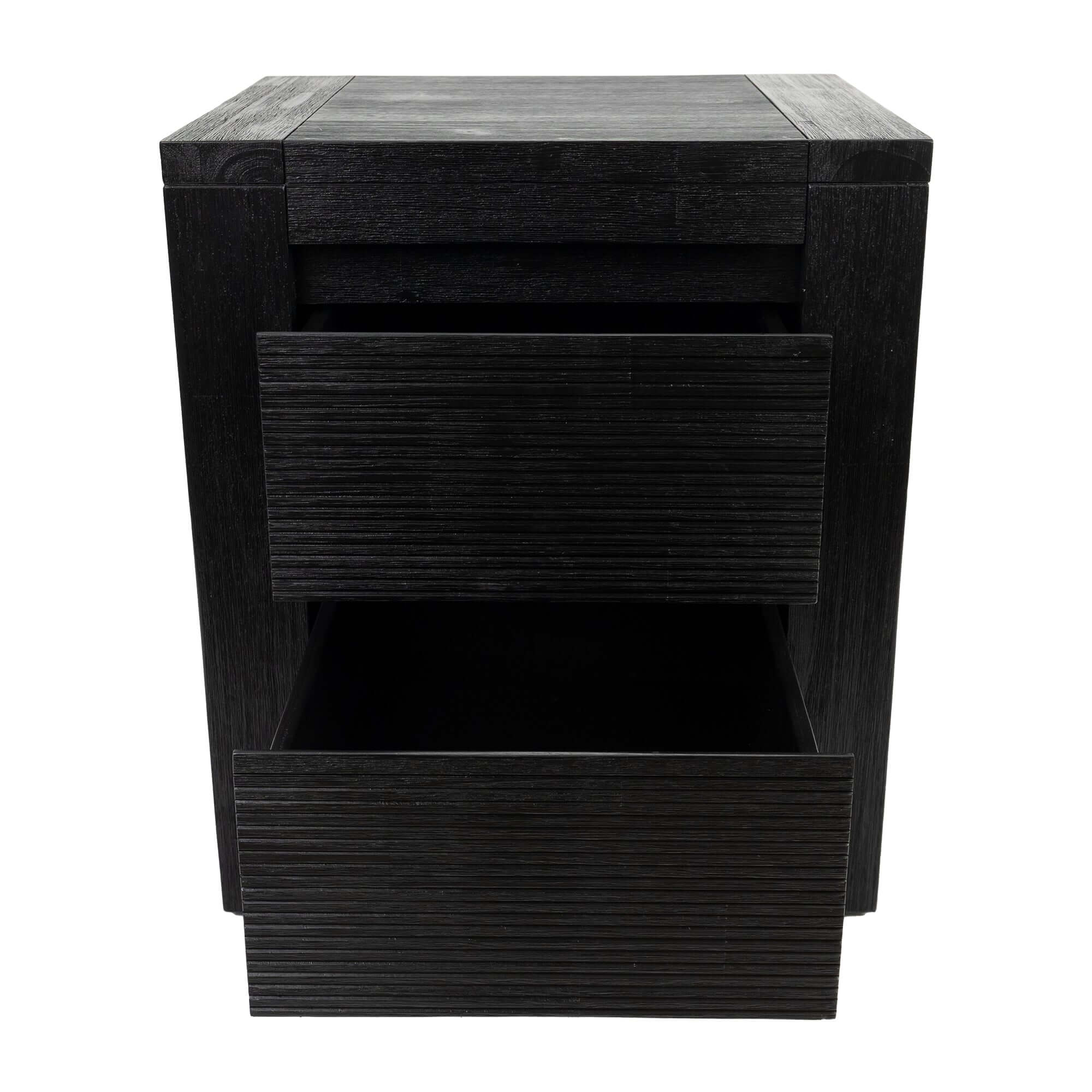 Tofino Set of 2 Bedside Tables 2 Drawers Storage Cabinet Side End Table - Black-Upinteriors