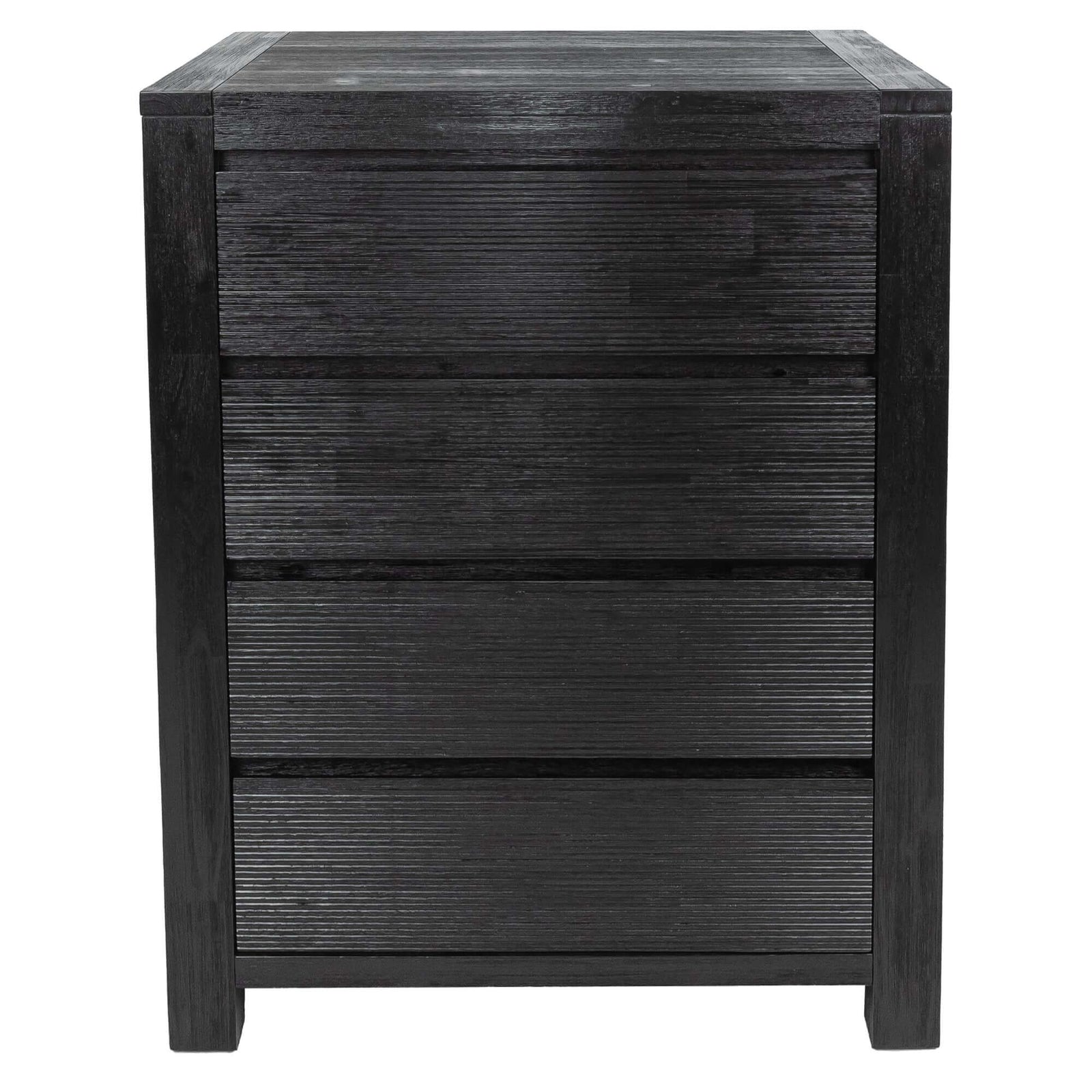 Tofino Tallboy 4 Chest of Drawers Solid Acacia Wood Bed Storage Cabinet - Black-Upinteriors