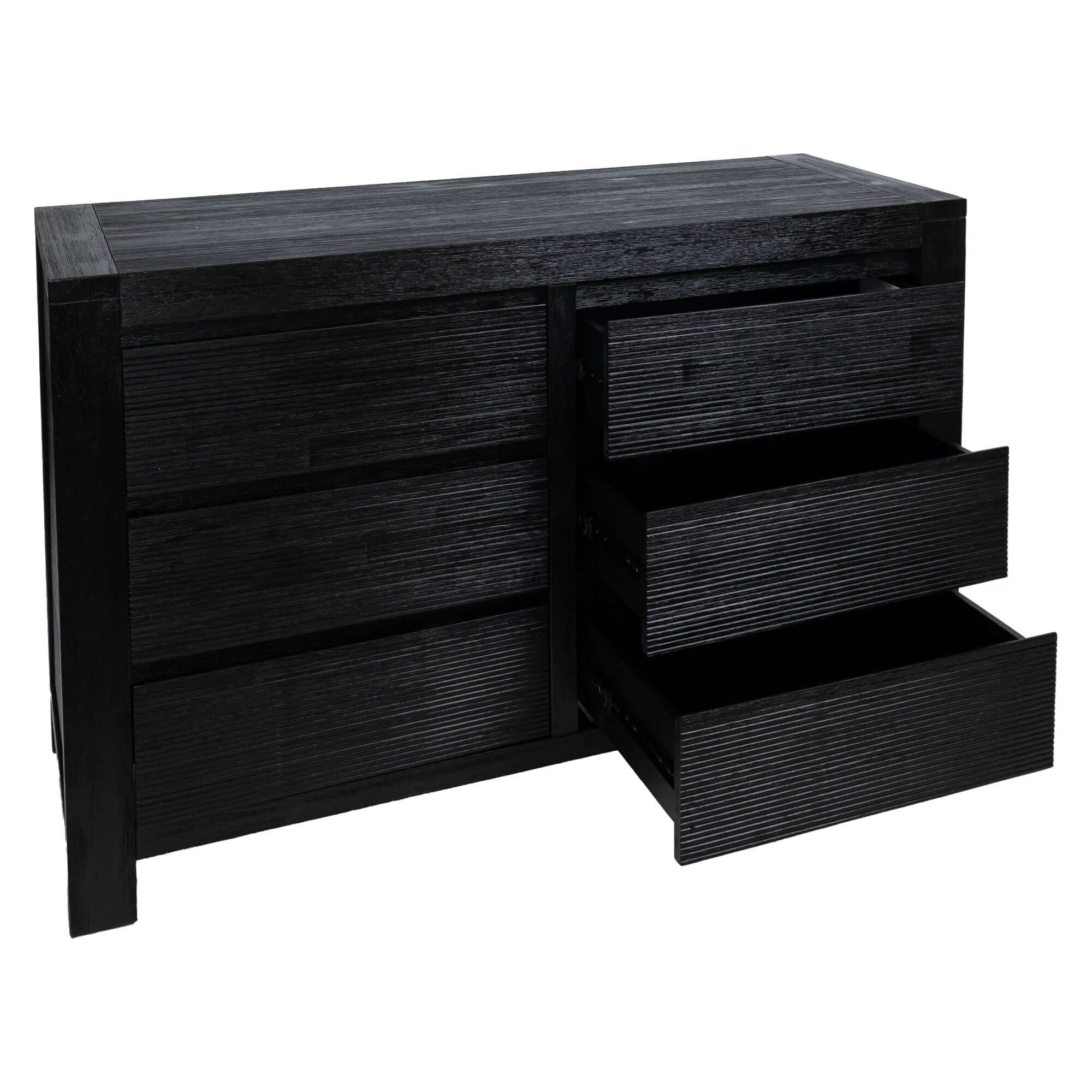 Tofino Dresser 6 Chest of Drawers Solid Wood Bedroom Storage Cabinet - Black-Upinteriors