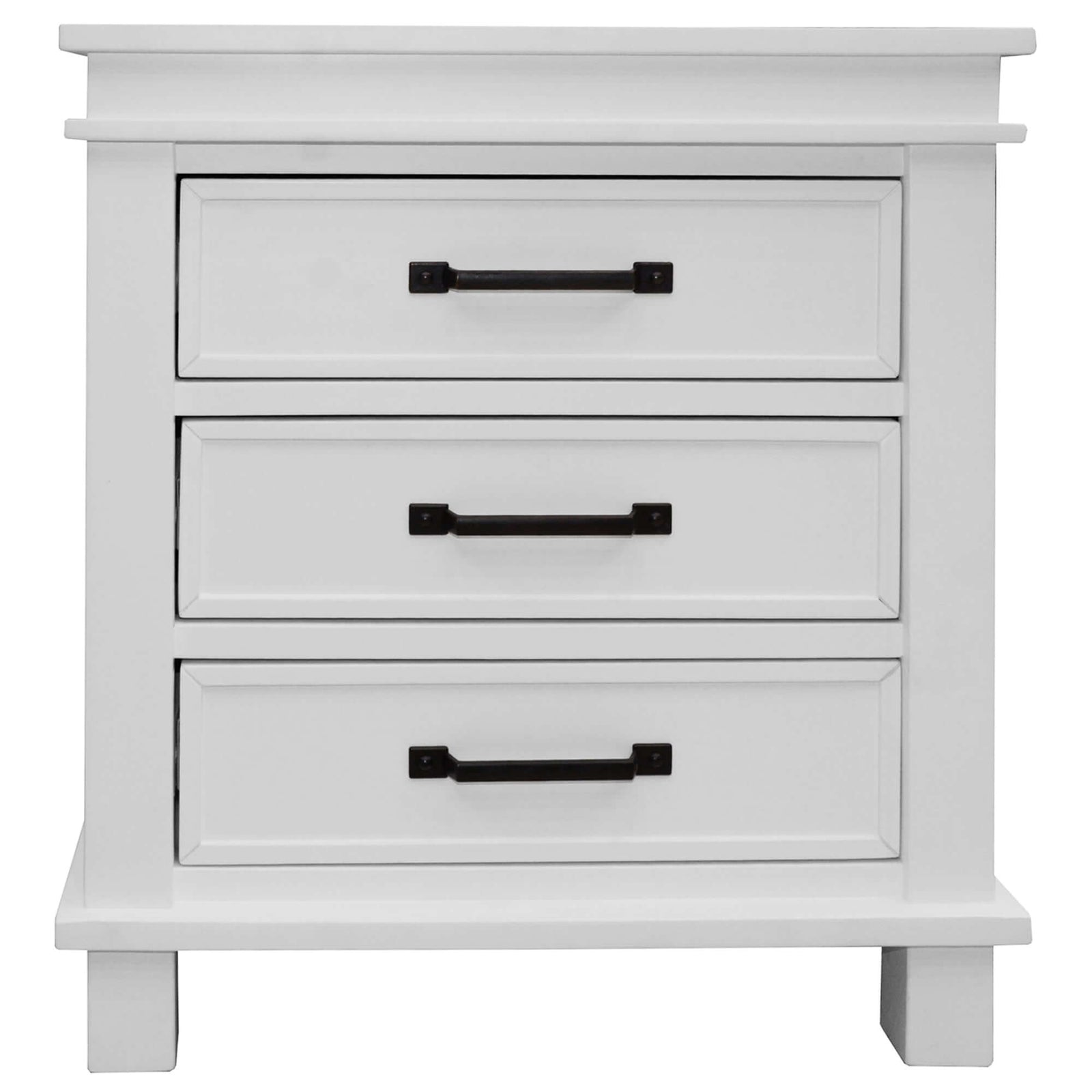 Lily White Bedside Table with 3-Drawer Storage-Upinteriors