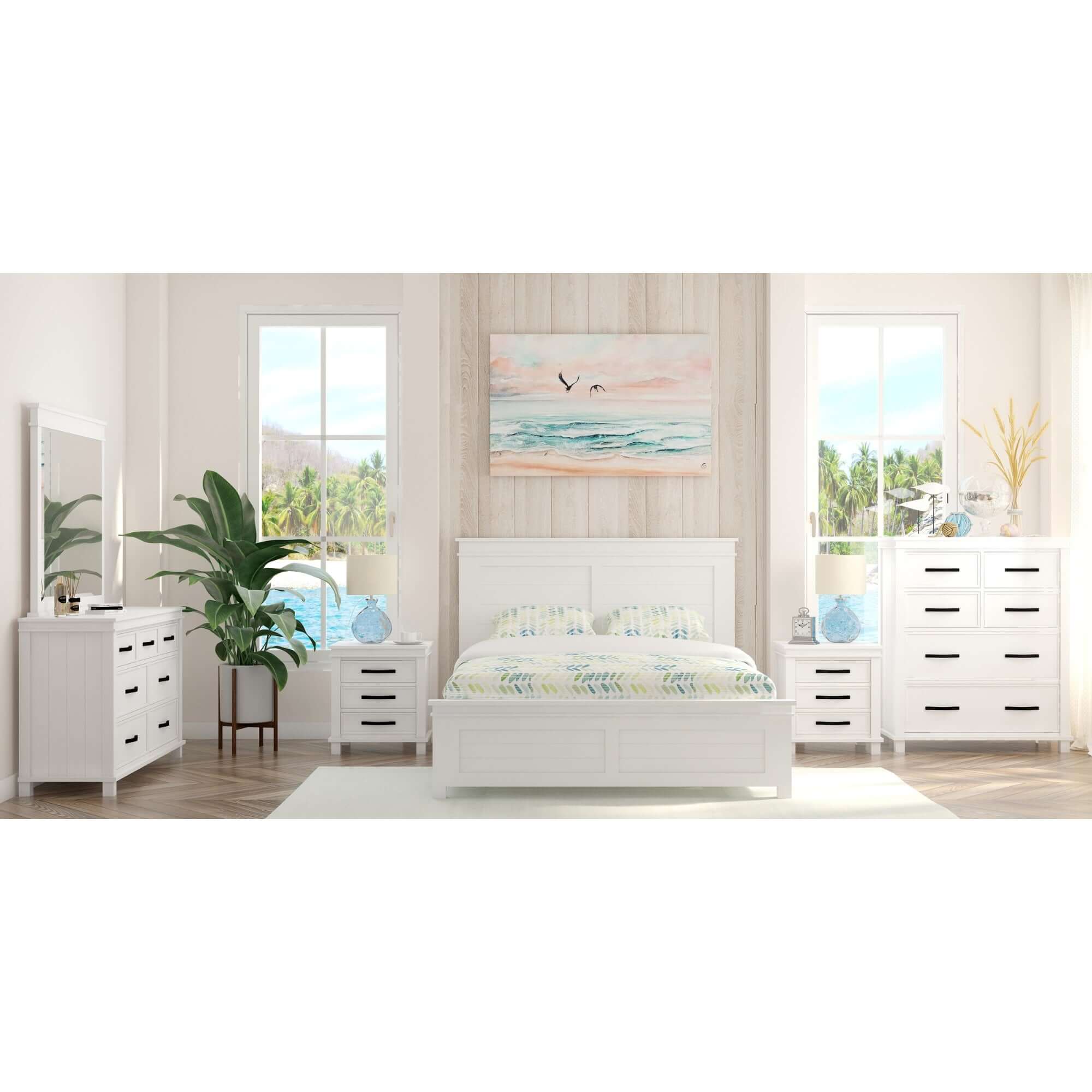 Lily 4pc Bedroom Set - Elegant White Nightstand & Dresser-Upinteriors