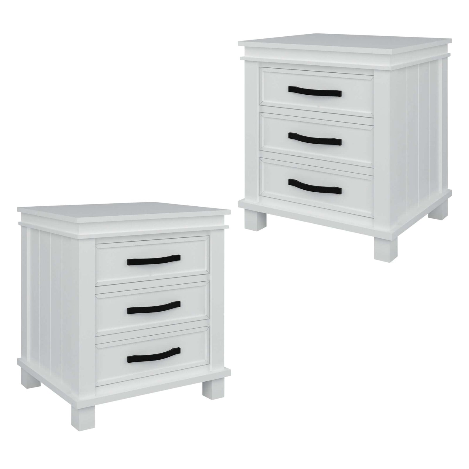 Lily Set of 2 Bedside Tables 3 Drawers Storage Cabinet Nightstand - White-Upinteriors