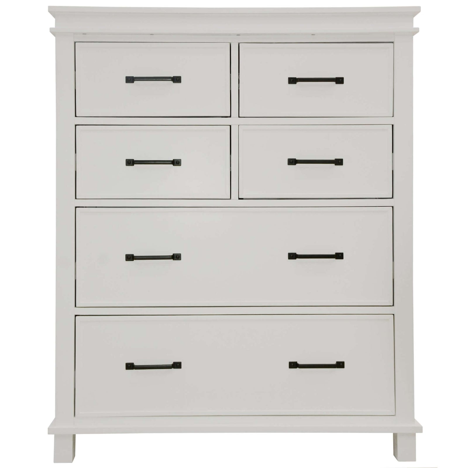 Lily Tallboy 6-Drawer Chest - Solid Pine Wood - White-Upinteriors