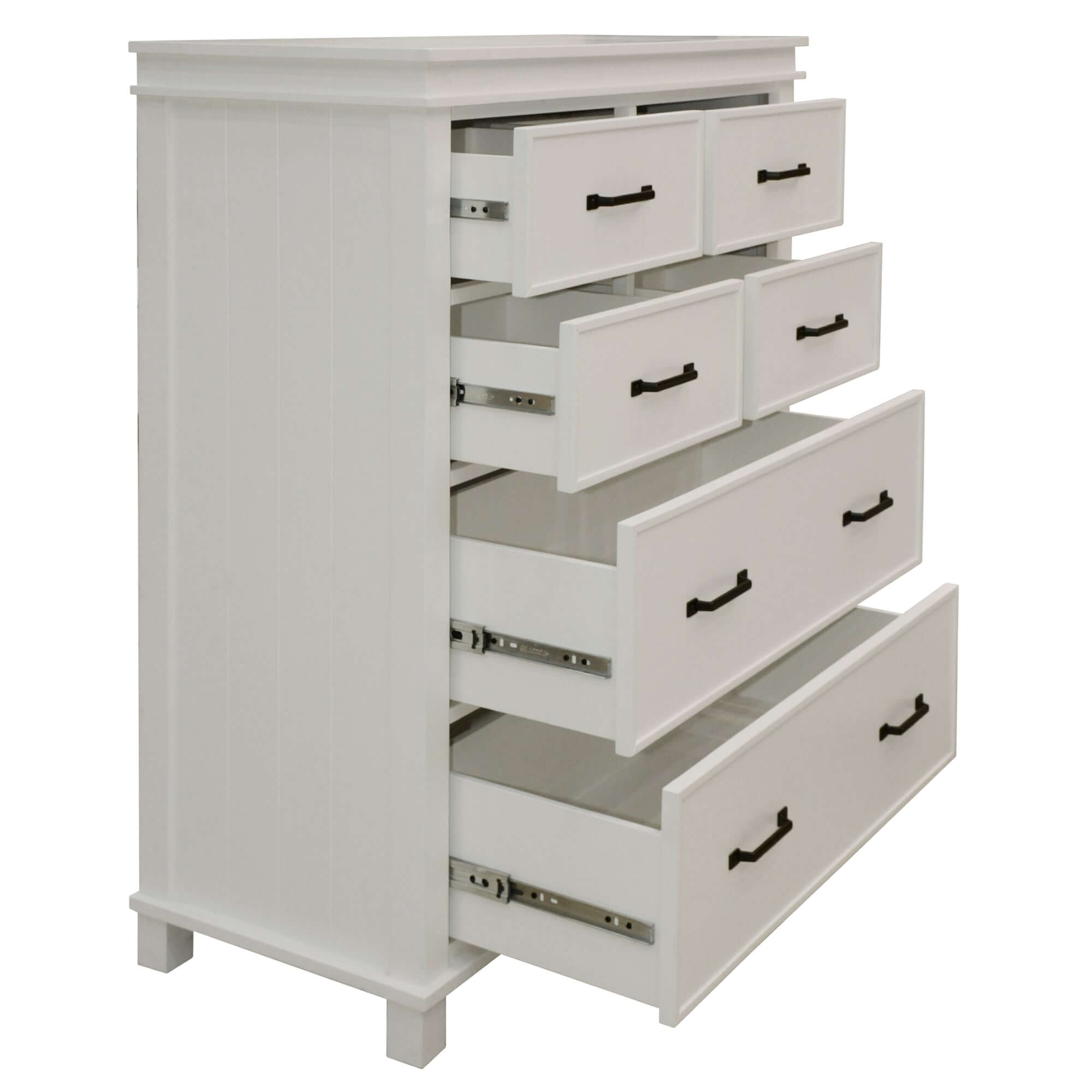 Lily Tallboy 6-Drawer Chest - Solid Pine Wood - White-Upinteriors