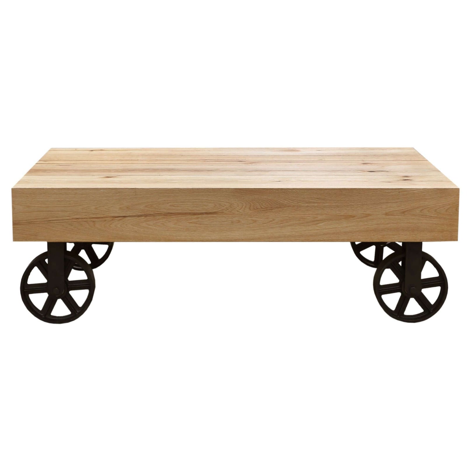 Ethan Oak Coffee Table - Industrial-Style Trolley-Upinteriors