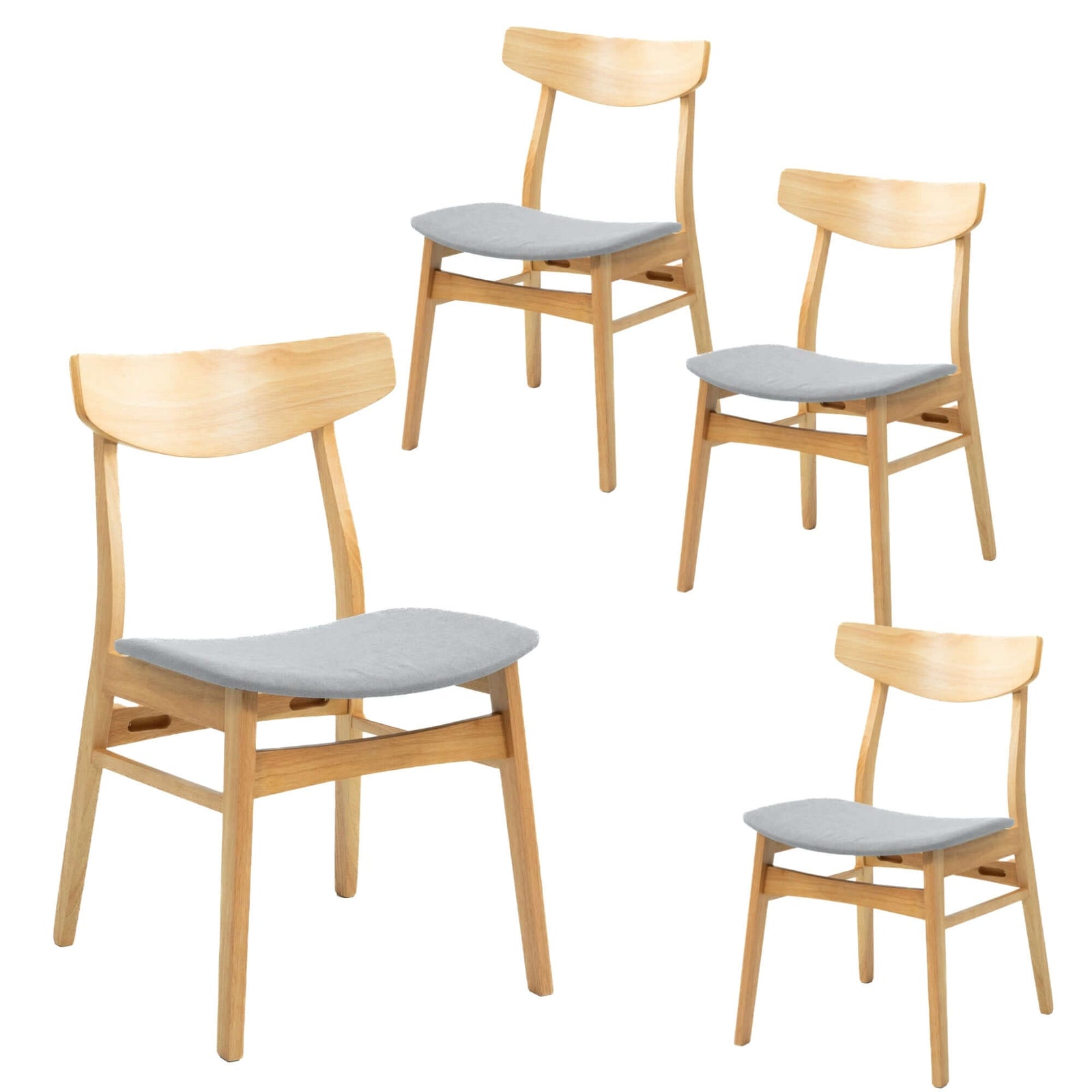 Cusco 4pc Set Dining Chair Fabric Seat Scandinavian Style Solid Rubberwood-Upinteriors