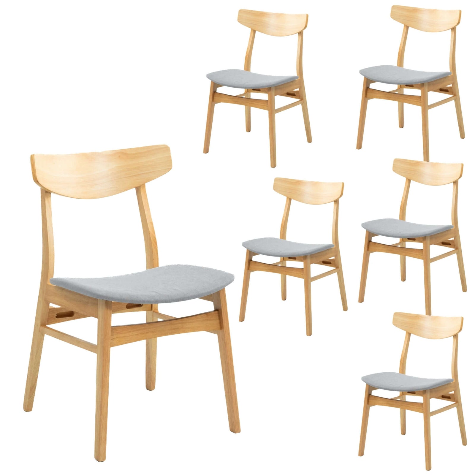 Cusco 6pc Set Dining Chair Fabric Seat Scandinavian Style Solid Rubberwood-Upinteriors