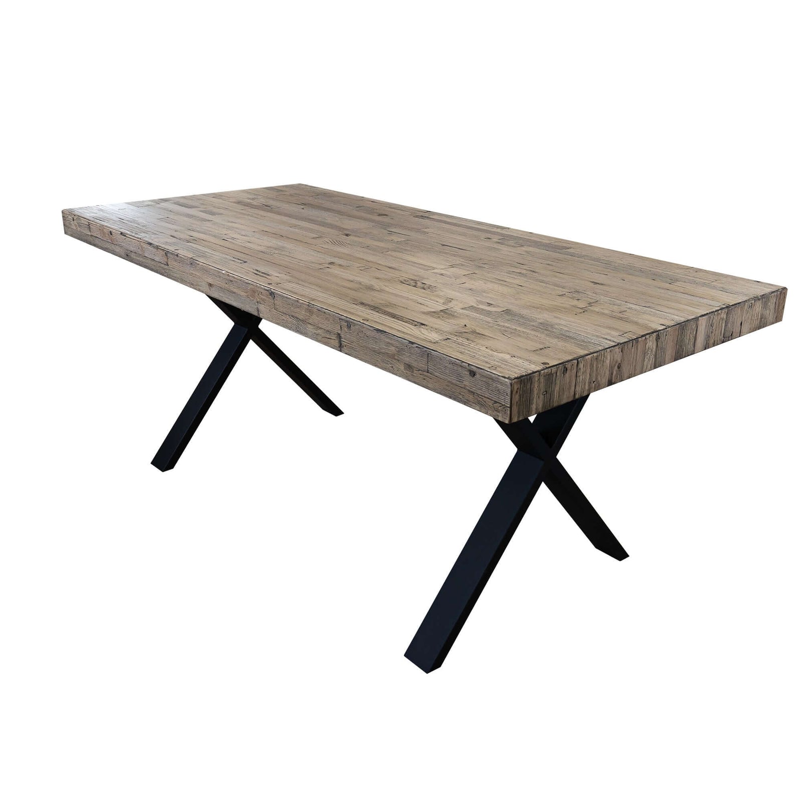 Anika Dining Table 180cm Laminated Solid Pine Top Metal Leg - Smoke-Upinteriors