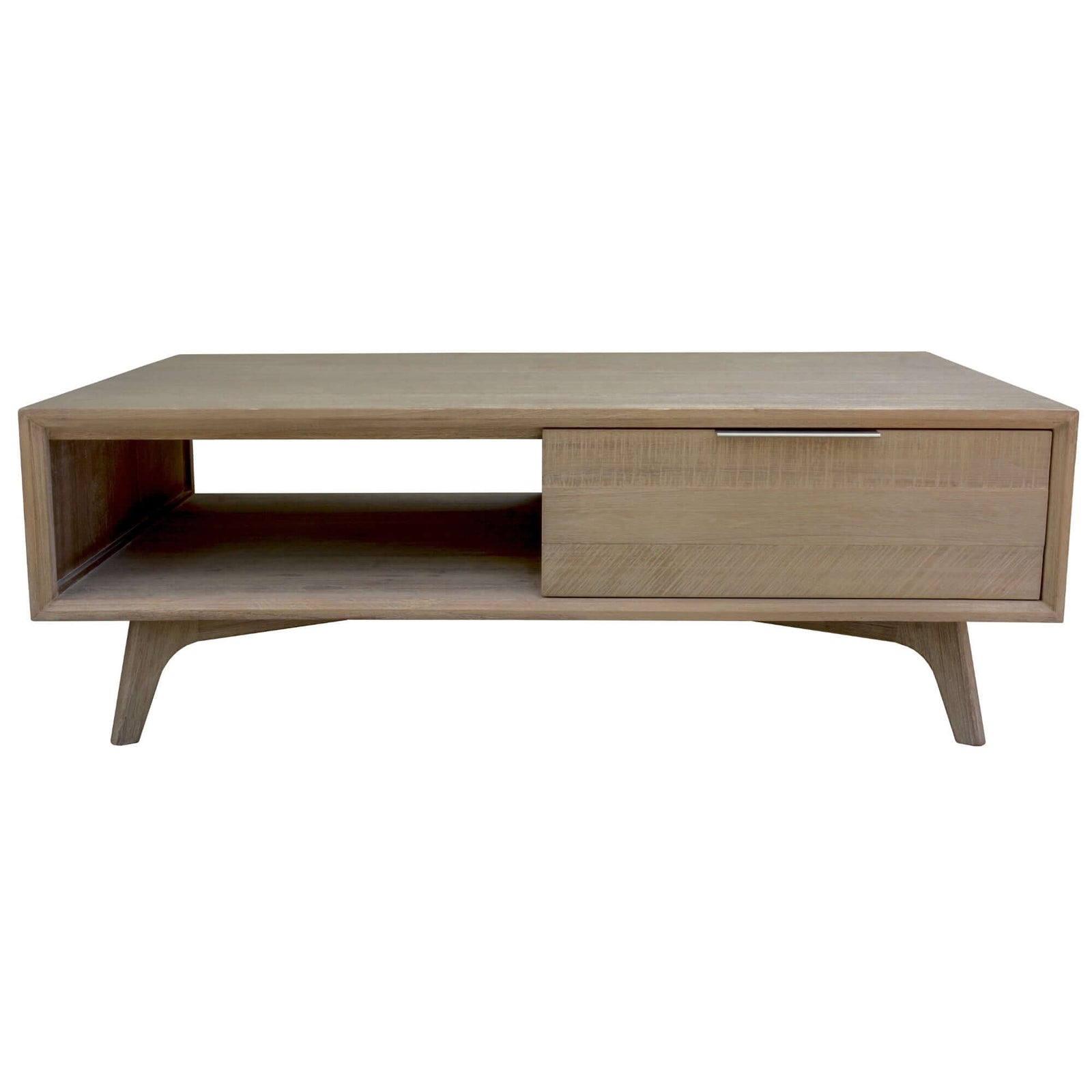 Tyler 130cm Coffee Table 2 Drawer Solid Acacia Timber Brushed Smoke-Upinteriors