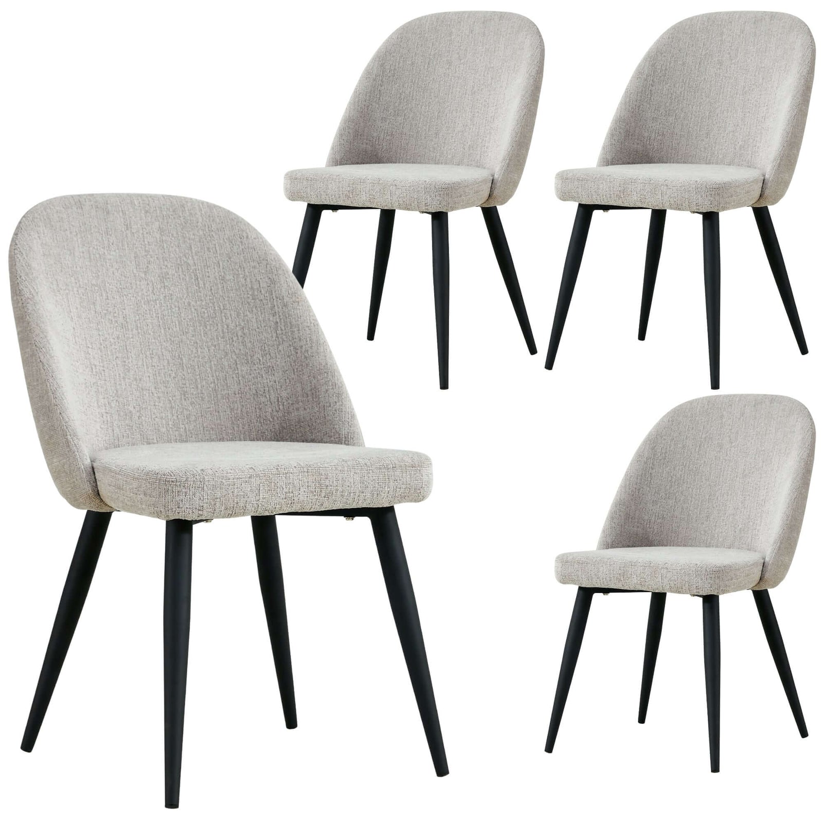 Erin Dining Chair Set of 4 Fabric Seat with Metal Frame - Quartz-Upinteriors