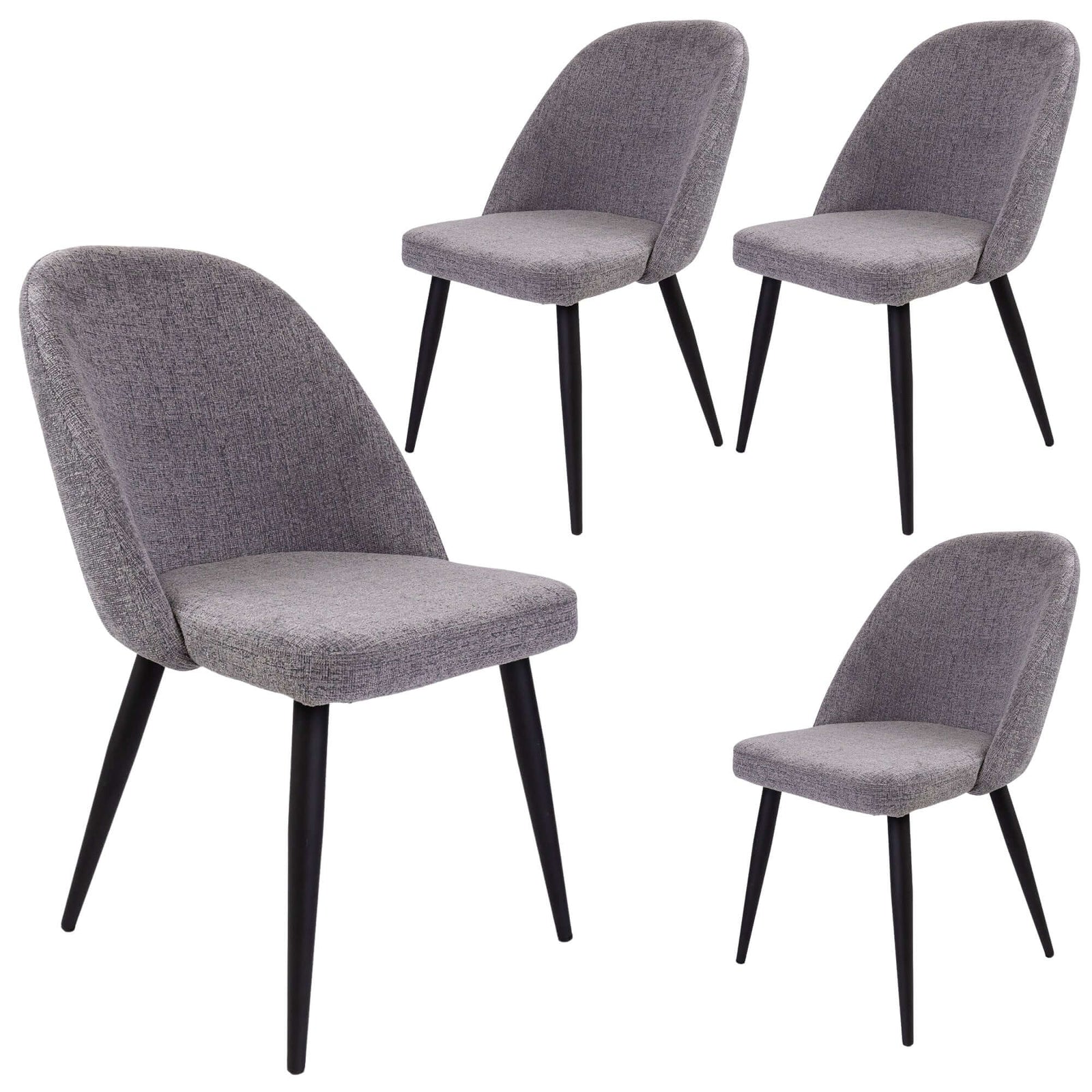 Erin Dining Chair Set of 4 Fabric Seat with Metal Frame - Fog-Upinteriors