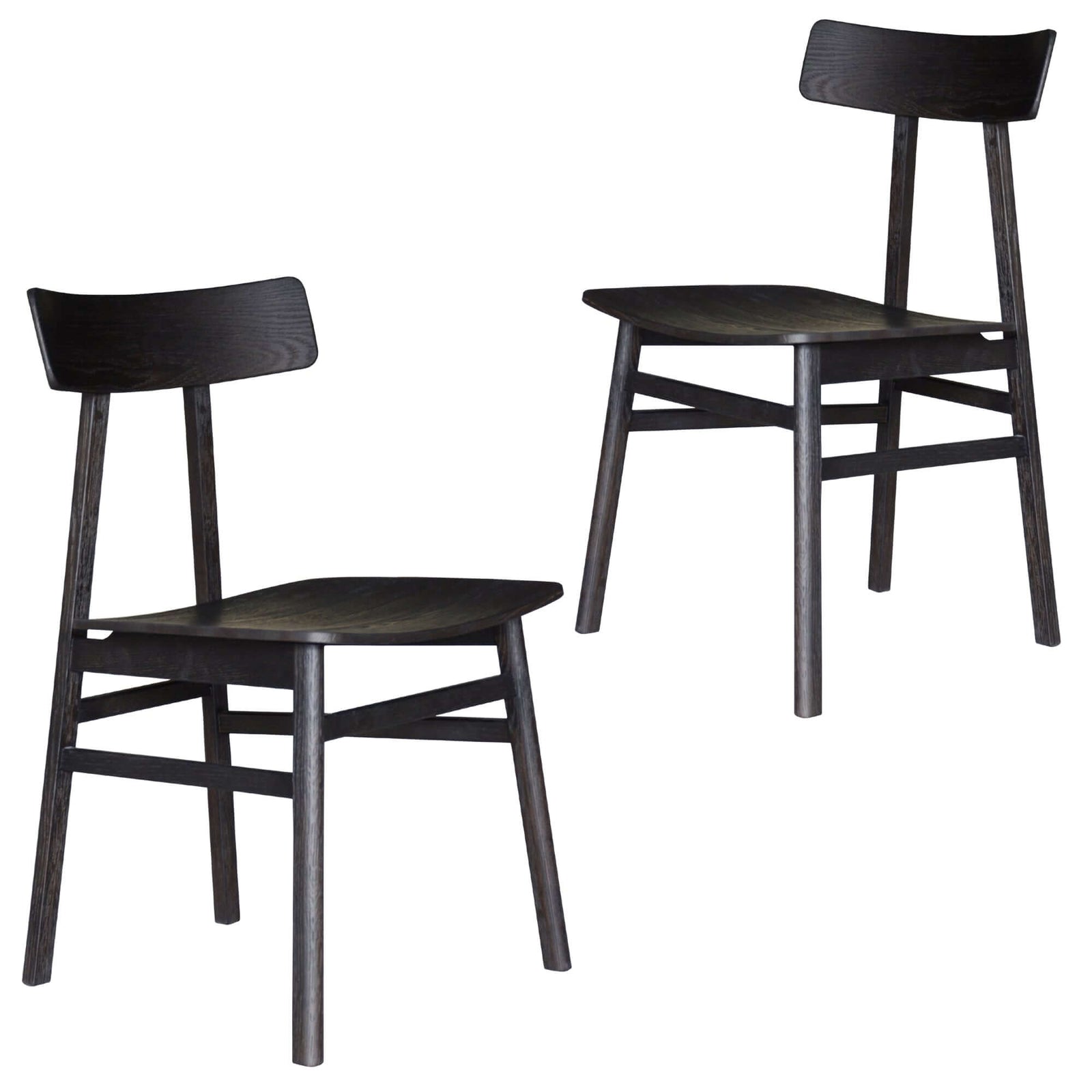 Claire Dining Chair Set of 2 Solid Oak Wood Timber Seat Furniture - Black-Upinteriors