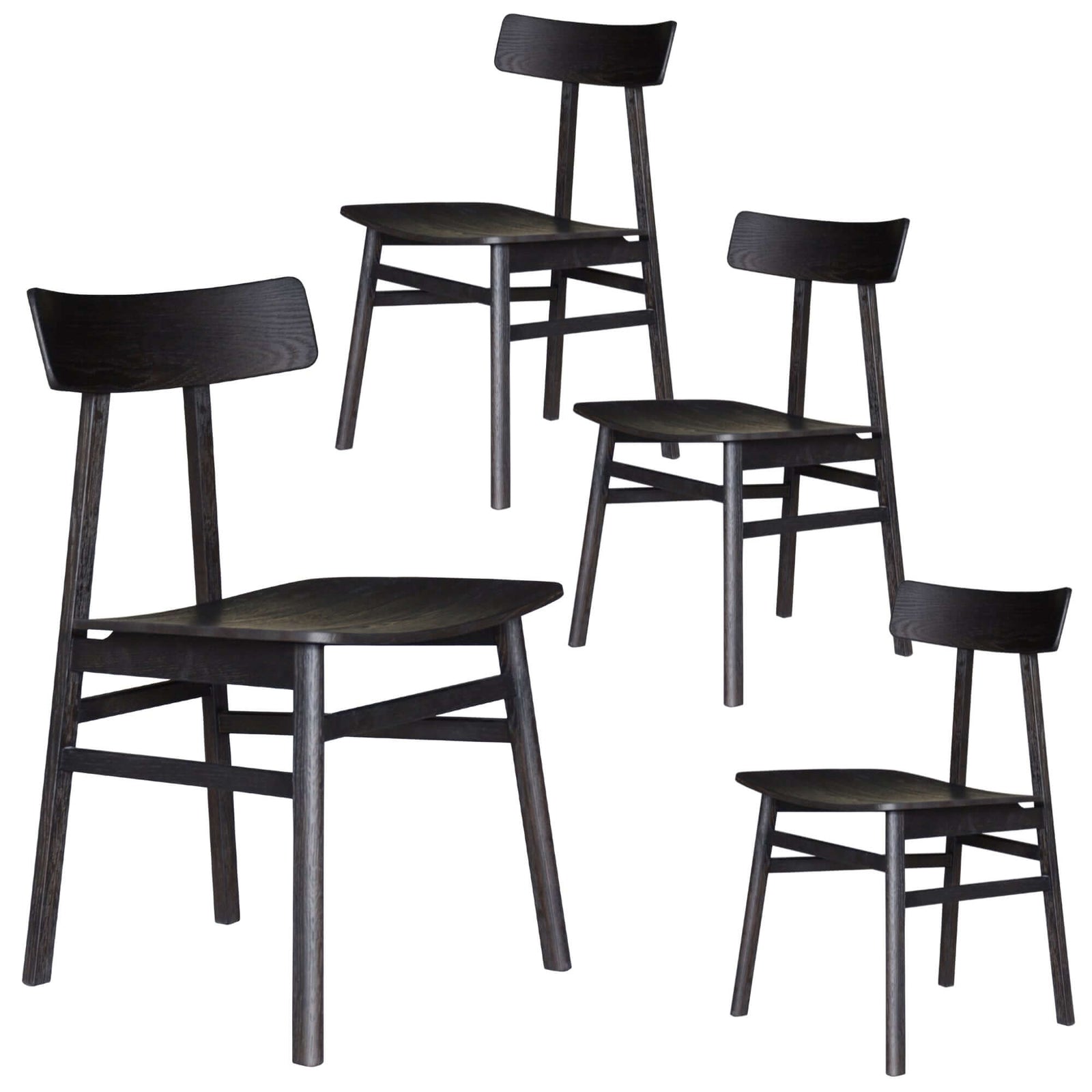 Claire Dining Chair Set of 4 Solid Oak Wood Timber Seat Furniture - Black-Upinteriors