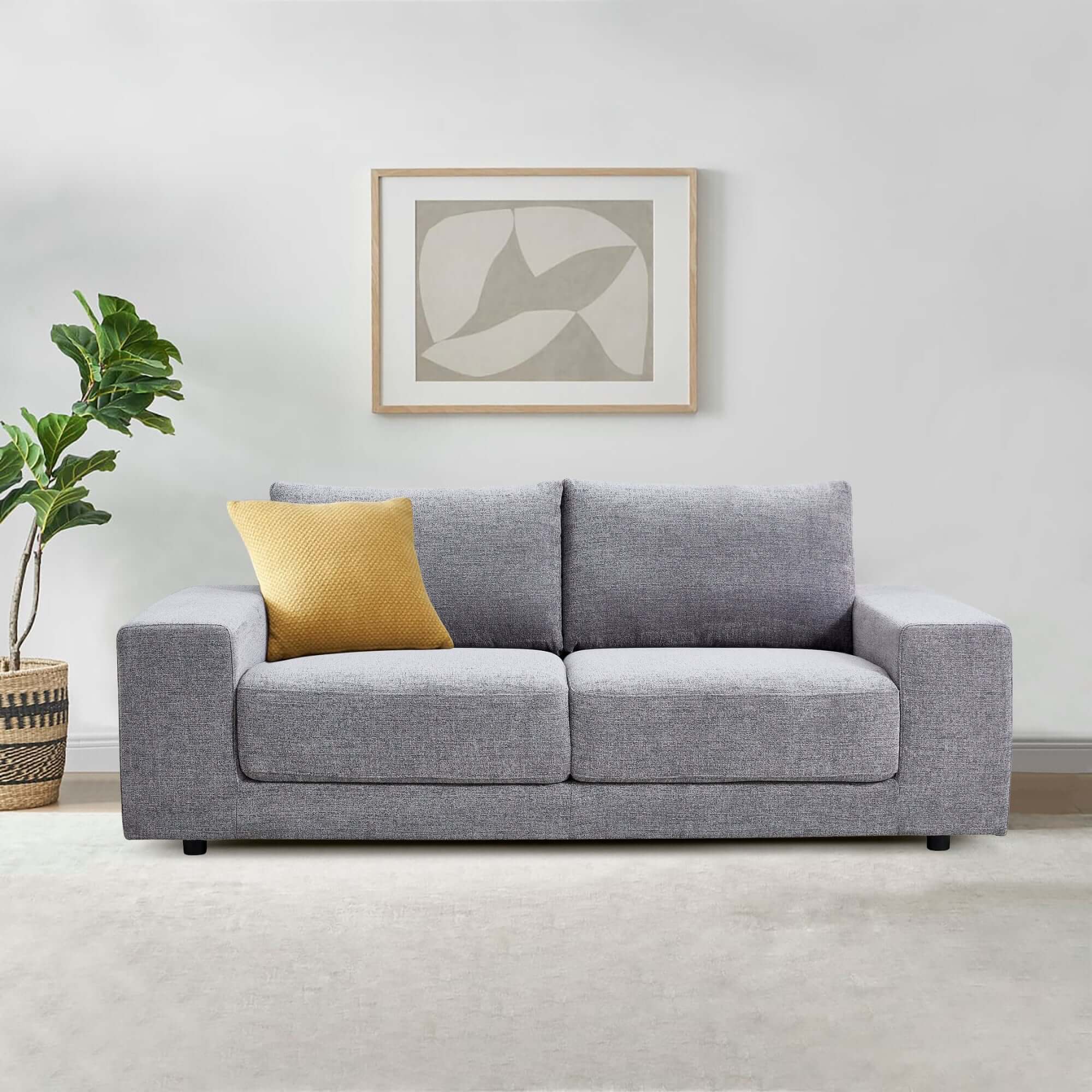 Eliana 3 Seater Sofa - Minimalist Fog Fabric Couch-Upinteriors