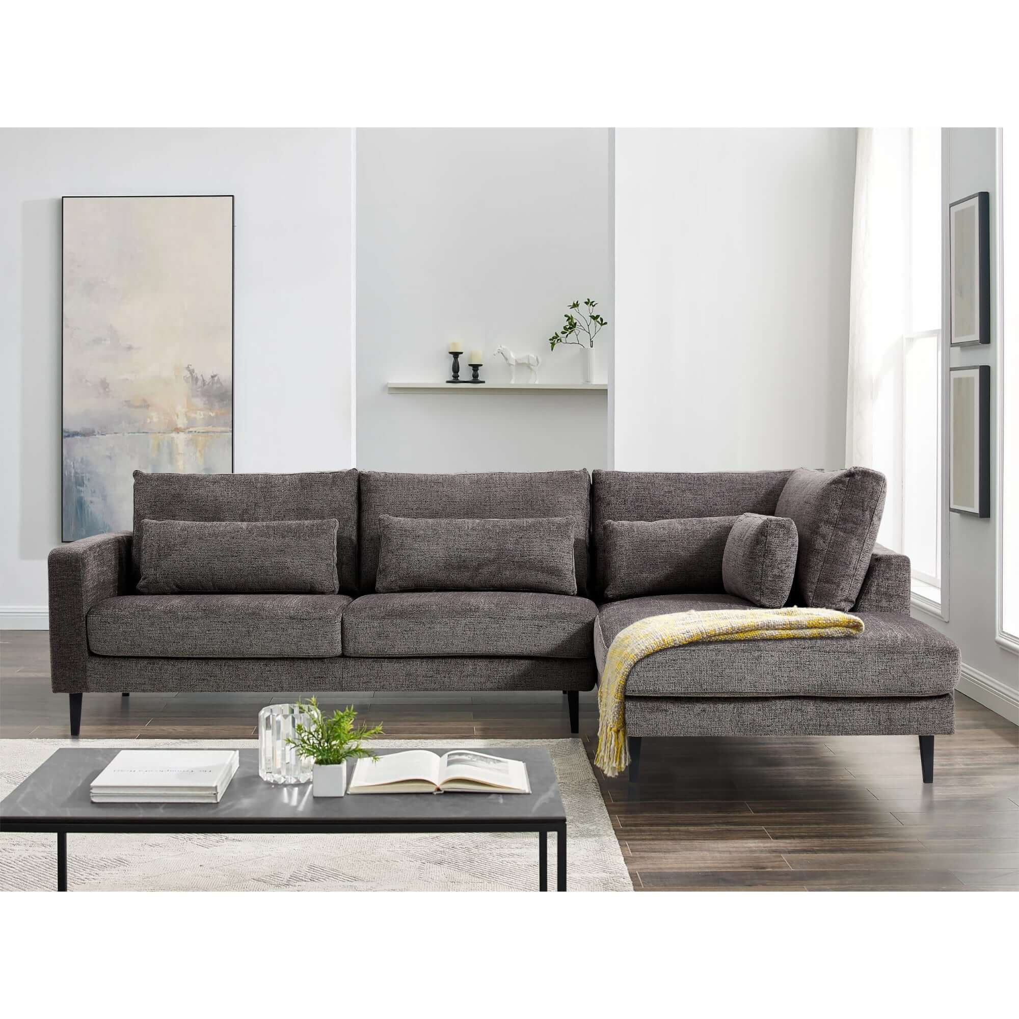 Kaylee Mink 2-Seater Sofa with Chaise Lounge-Upinteriors