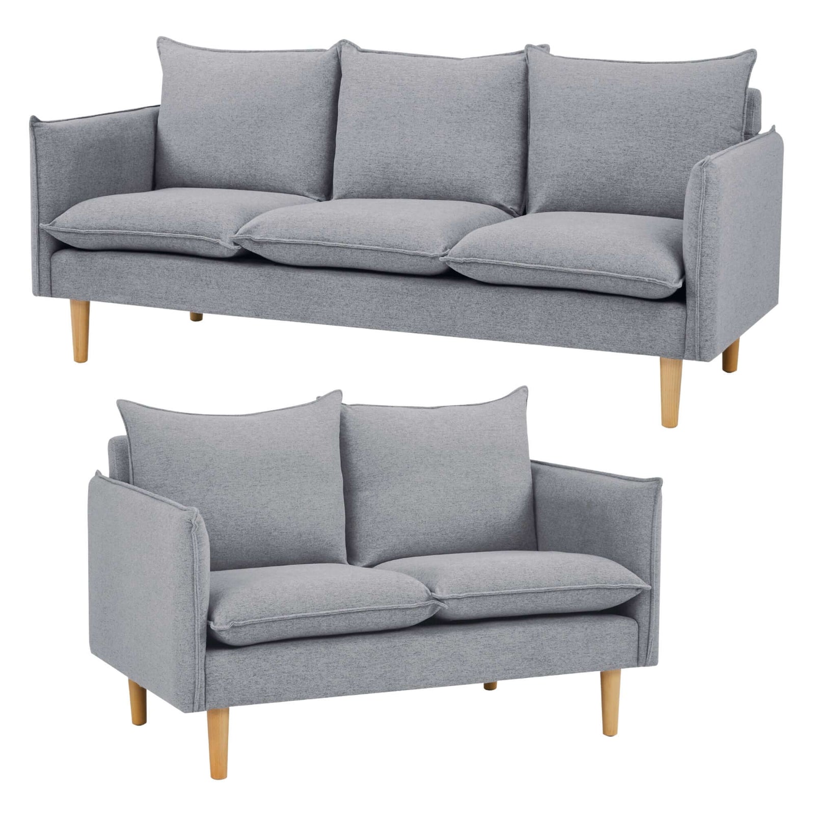 Sinatra Fabric Sofa Set - 2 & 3 Seater | Grey Couch-Upinteriors