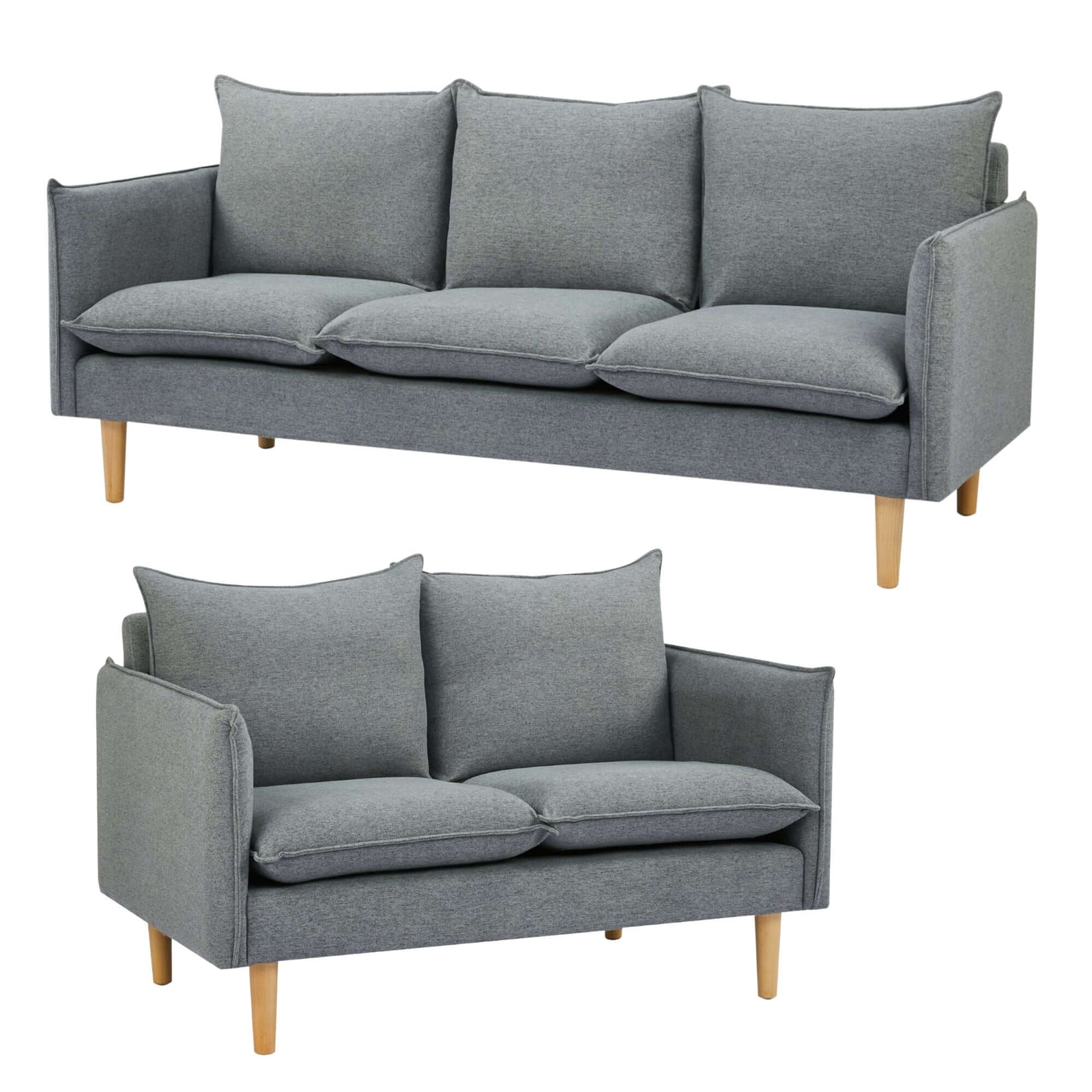 Sinatra Fabric Sofa Set 2+3 Seater - Dark Grey-Upinteriors