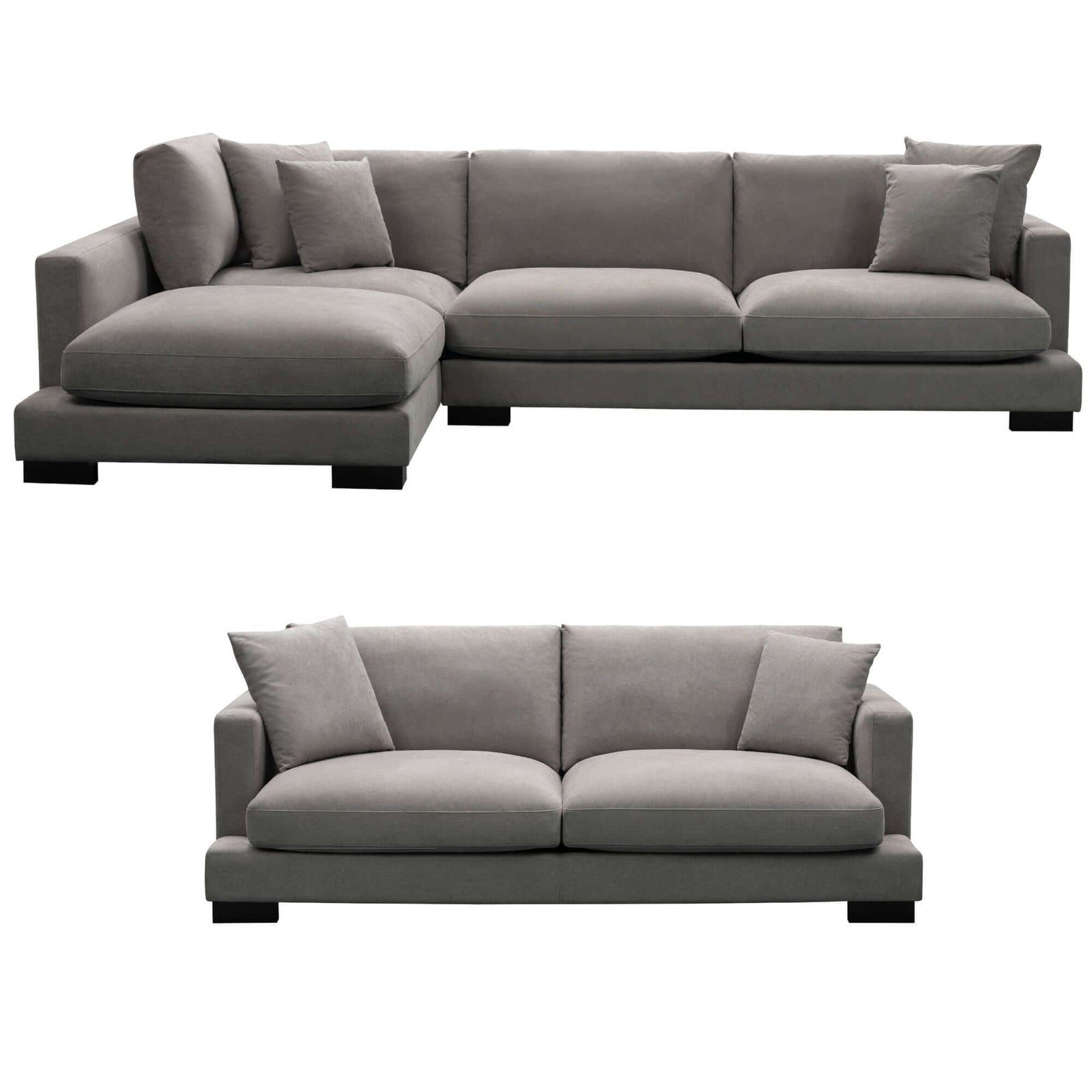 Luxurious Grey 3+3 Seater Sofa with Left Chaise-Upinteriors