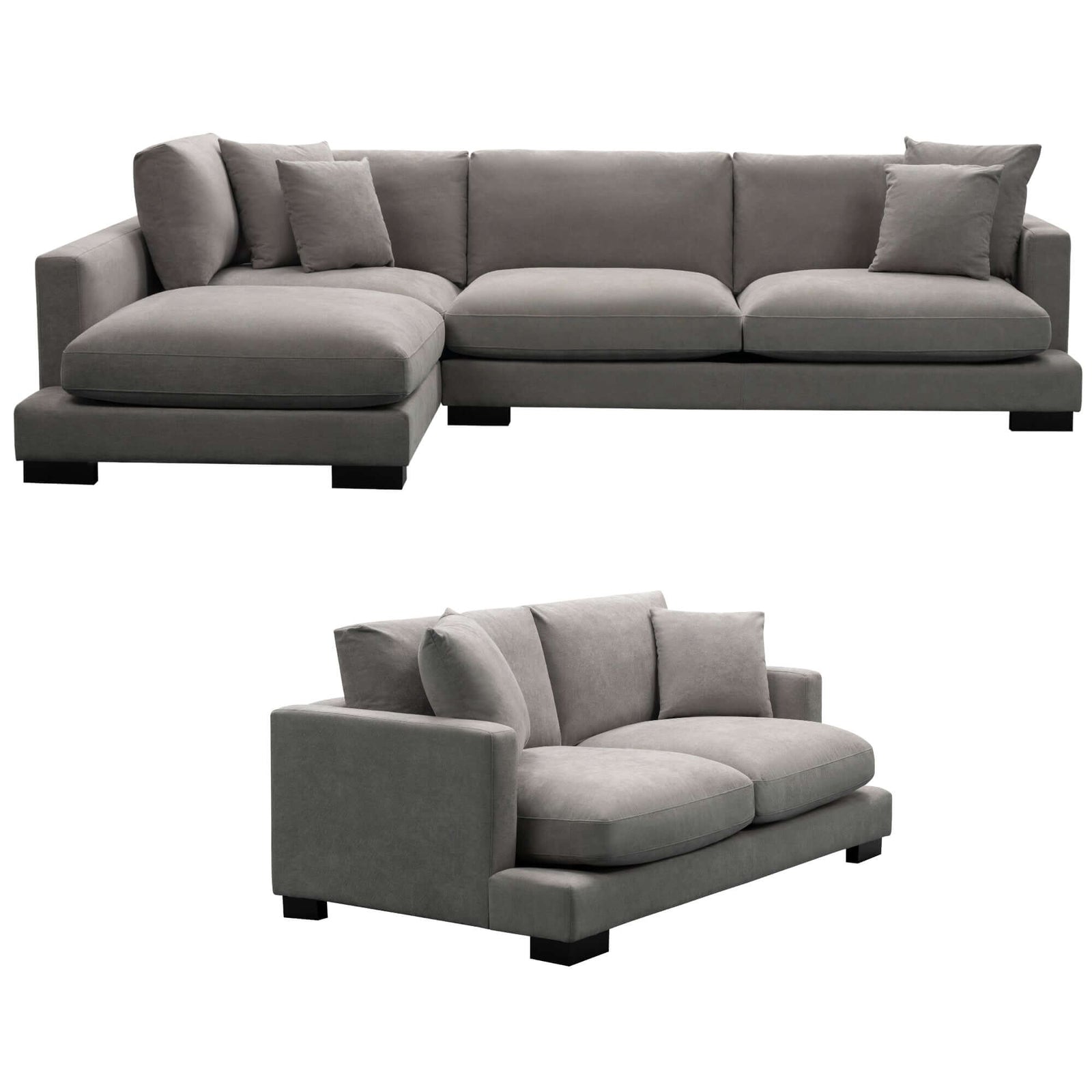 Grey Royalty Sofa Set: 3+2 Seat with Chaise Lounge-Upinteriors