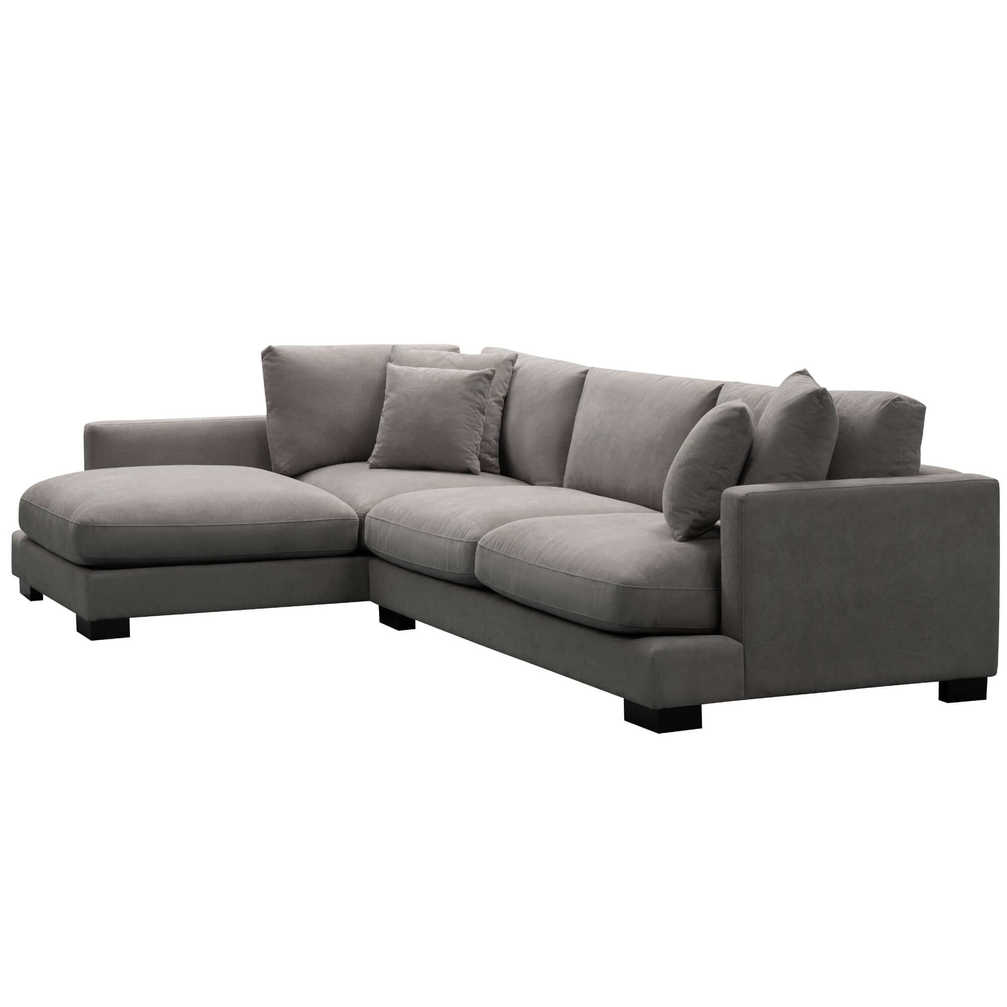 Royalty 3-Seater Left Chaise Lounge - Grey Fabric-Upinteriors