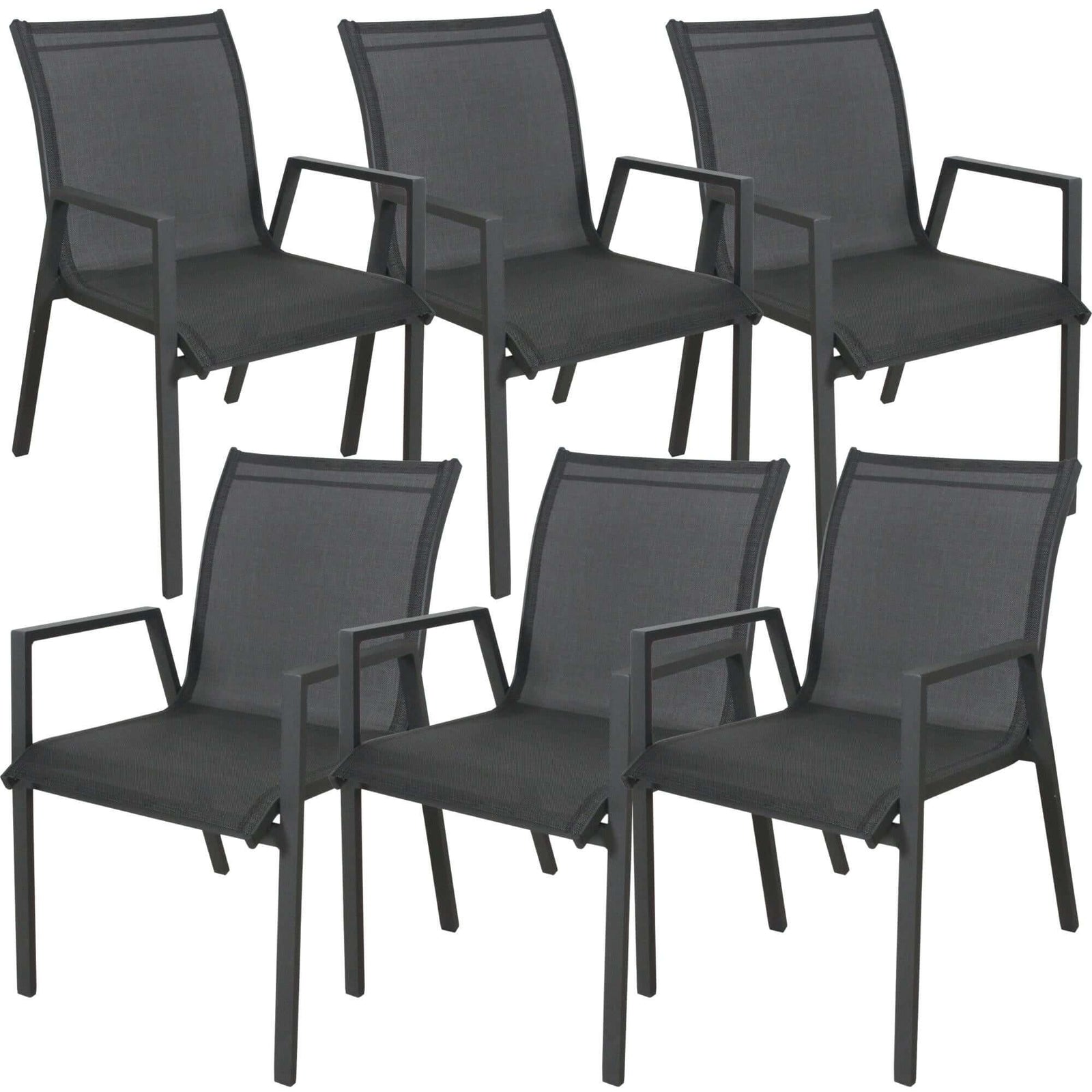 Iberia 6pc Set Aluminium Outdoor Dining Table Chair Charcoal-Upinteriors